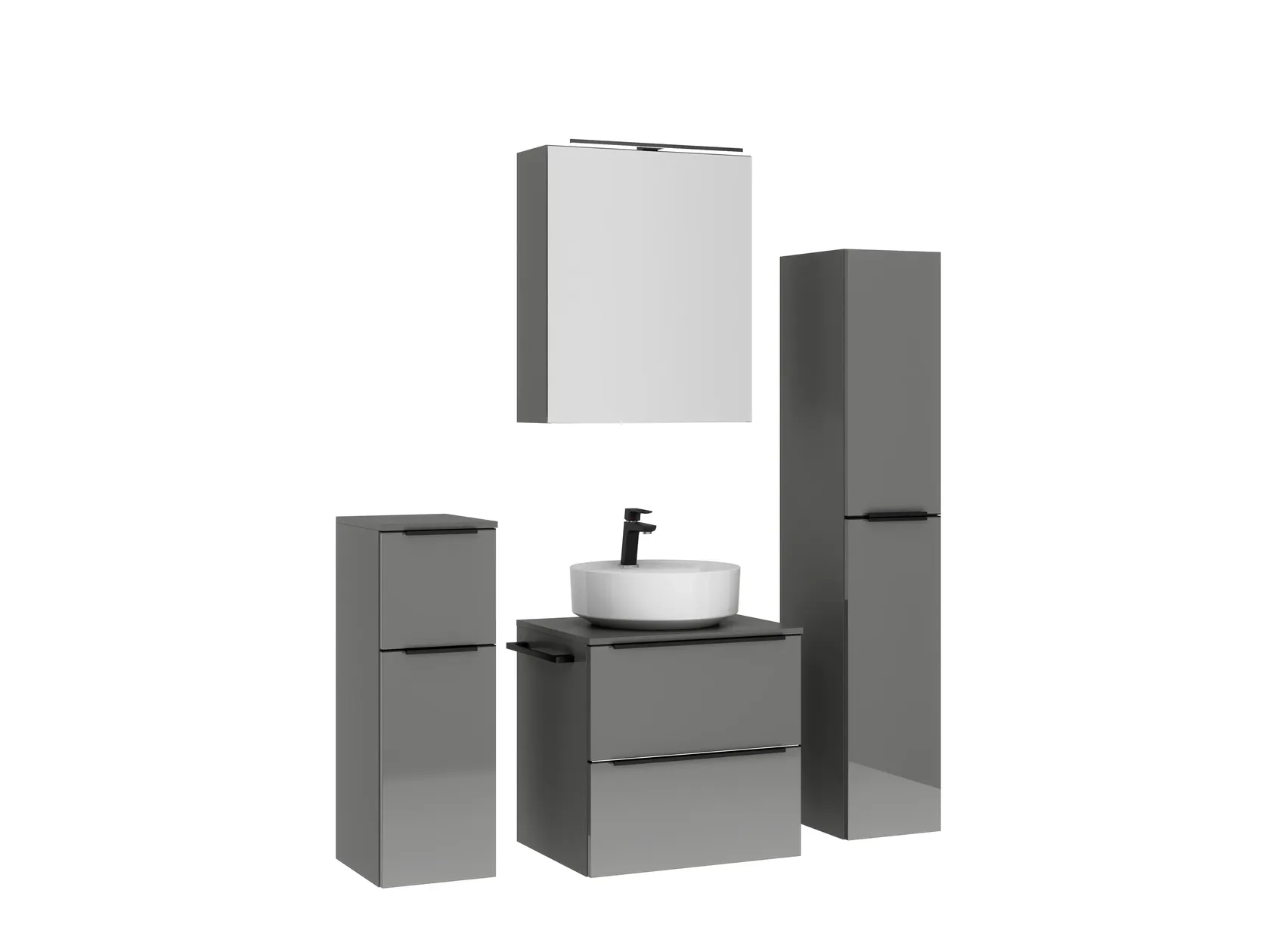 Atlas Ensemble sous vasque avec miroir et colonnes 3