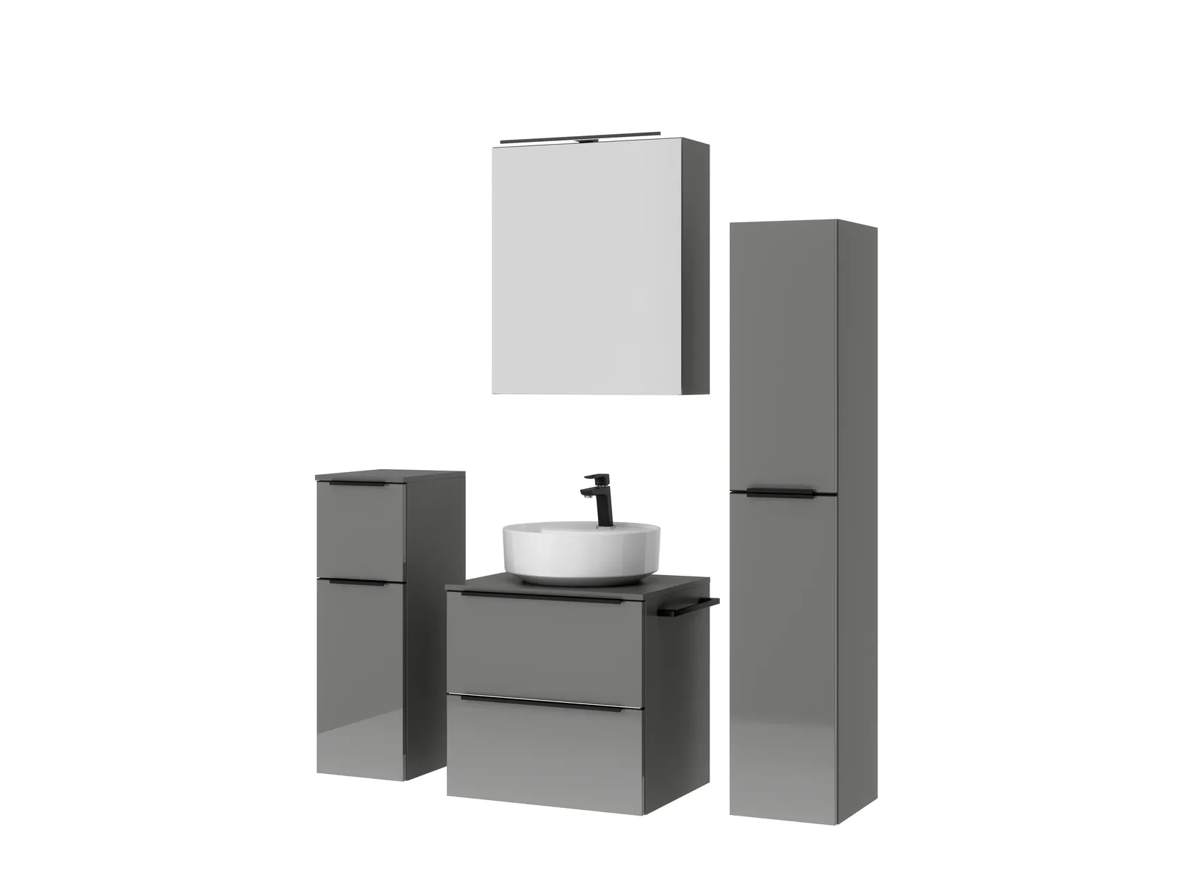 Atlas Ensemble sous vasque avec miroir et colonnes 5