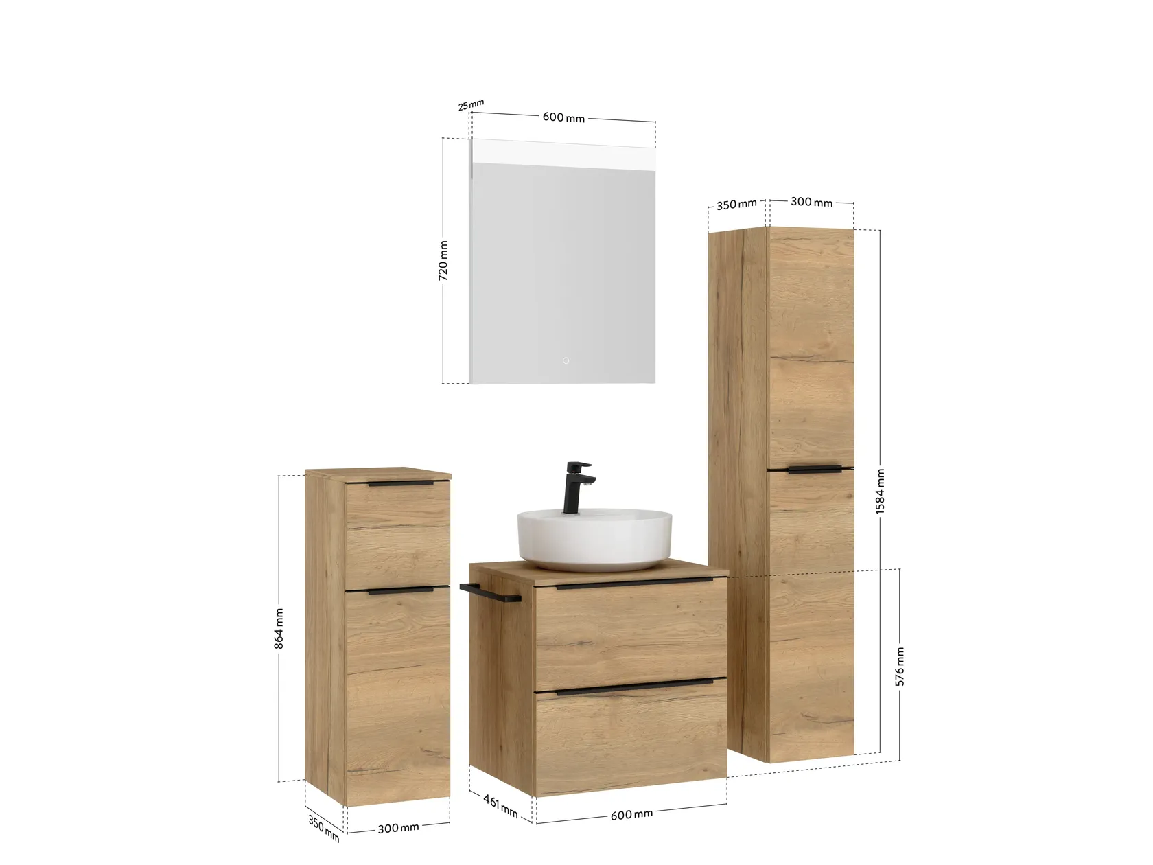 Atlas Ensemble sous vasque avec miroir et colonnes 4