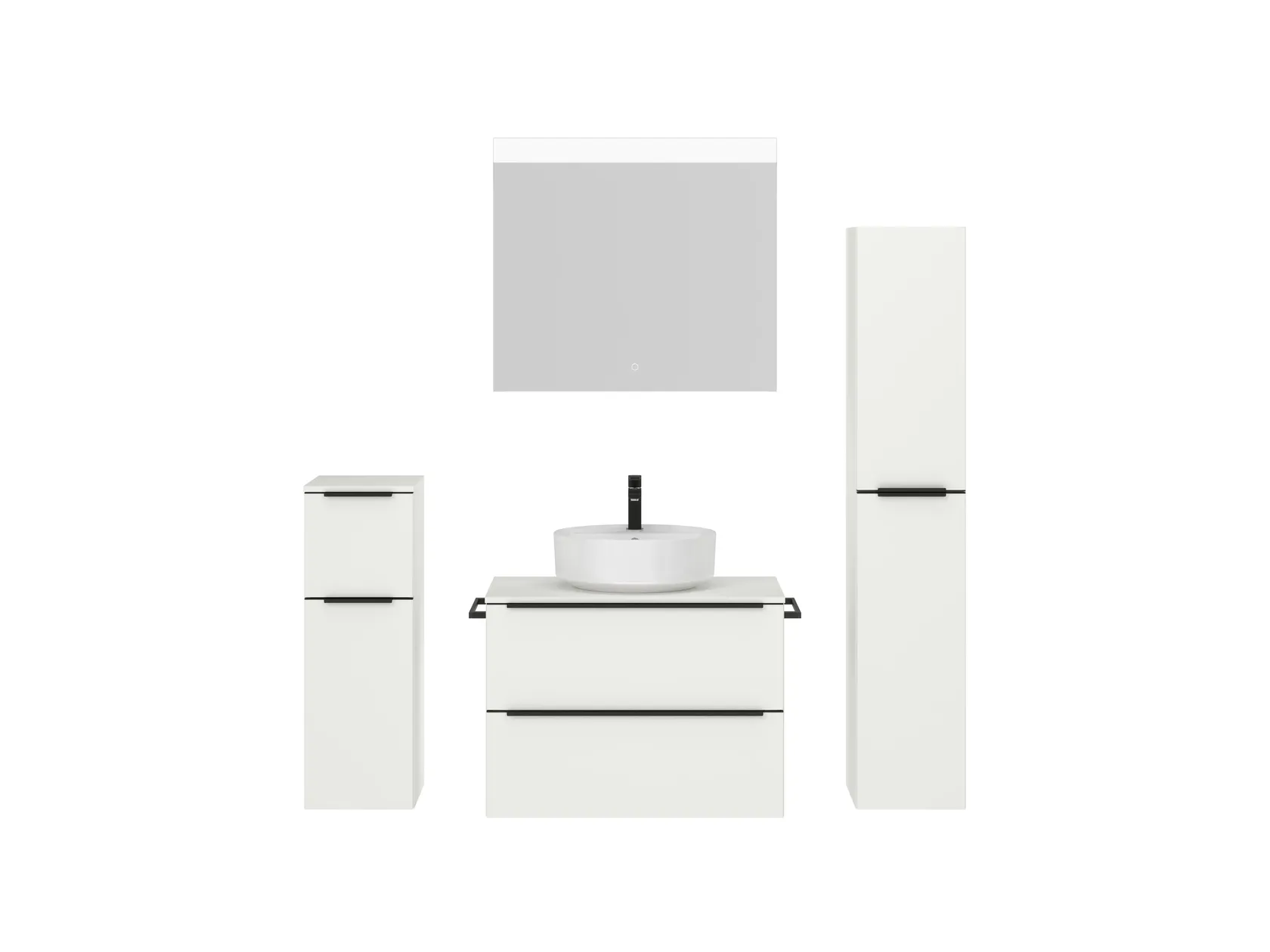 Atlas Ensemble sous vasque avec miroir et colonnes 1