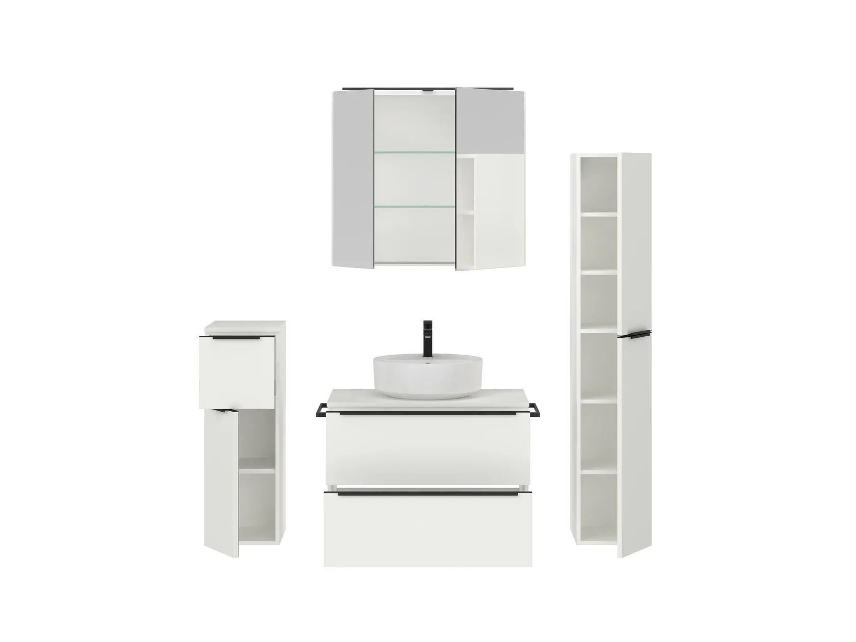 Atlas Ensemble sous vasque avec miroir et colonnes 2