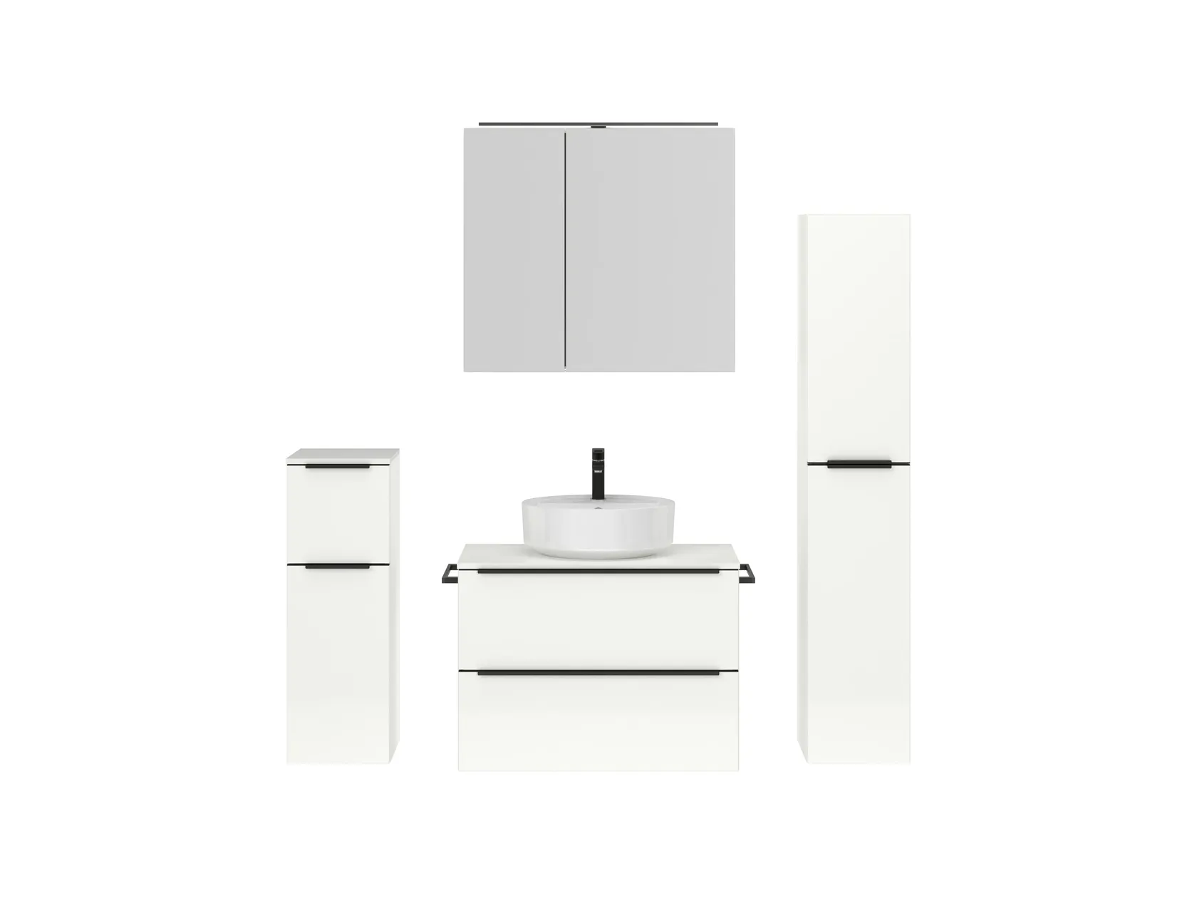 Atlas Ensemble sous vasque avec miroir et colonnes 1