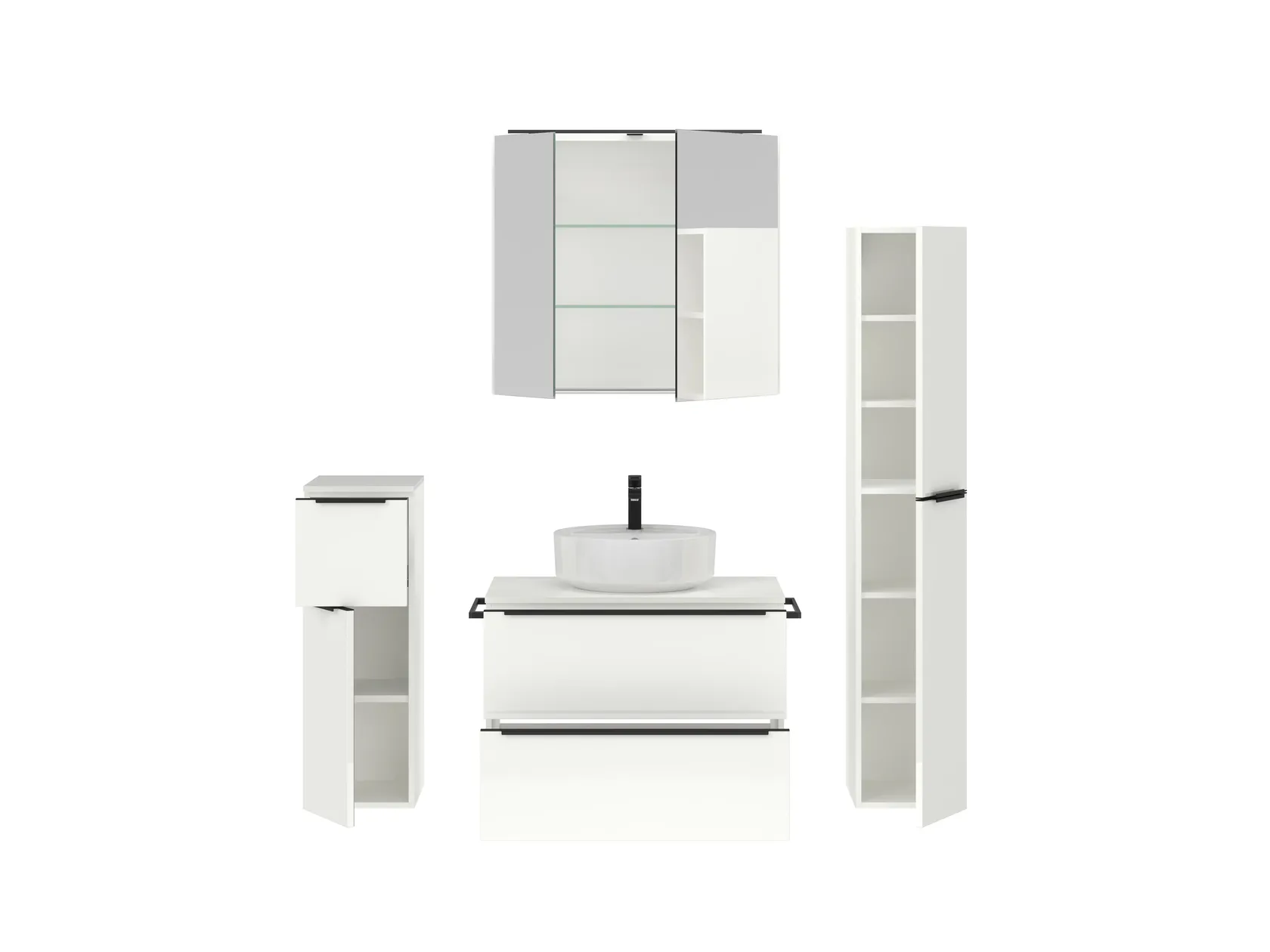 Atlas Ensemble sous vasque avec miroir et colonnes 2