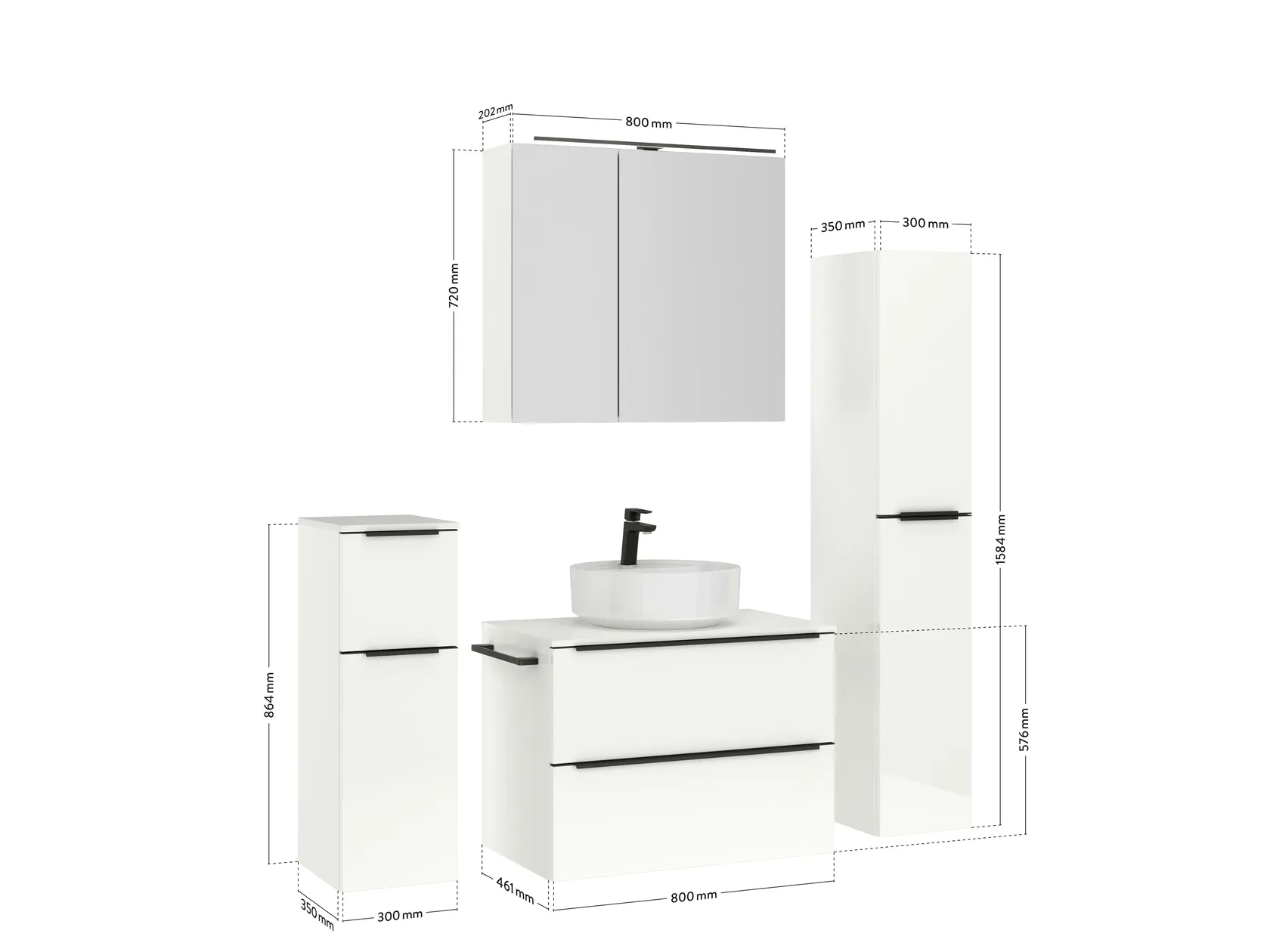 Atlas Ensemble sous vasque avec miroir et colonnes 4