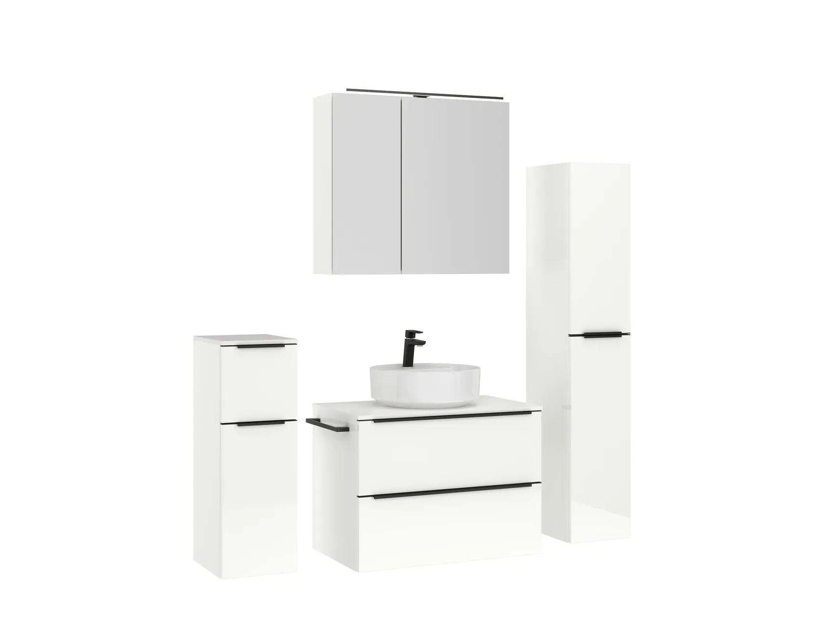 Atlas Ensemble sous vasque avec miroir et colonnes 3