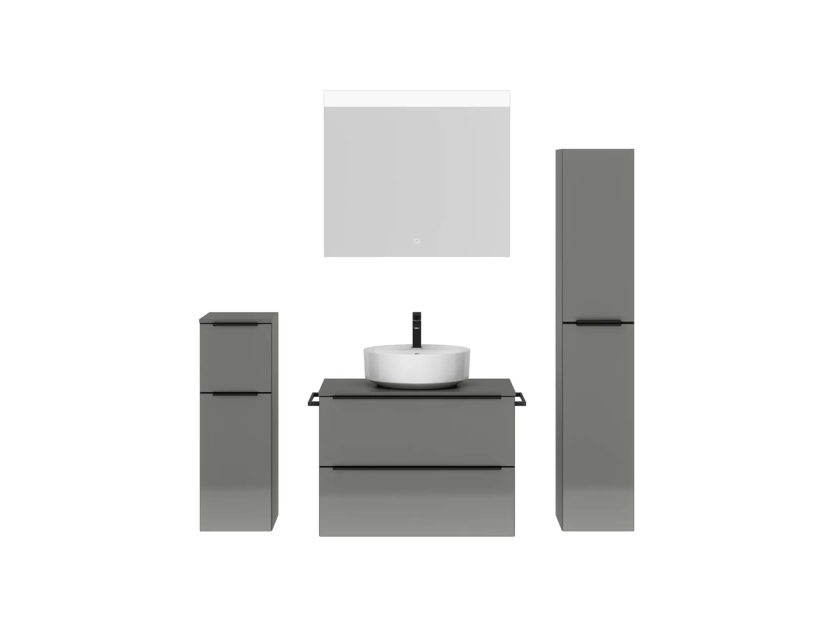 Atlas Ensemble sous vasque avec miroir et colonnes 1