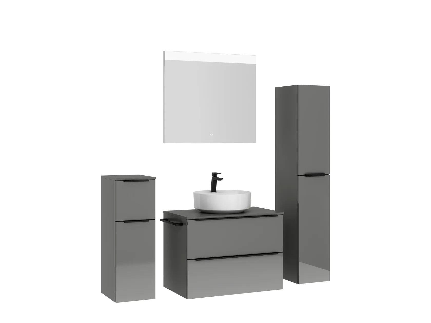 Atlas Ensemble sous vasque avec miroir et colonnes 3