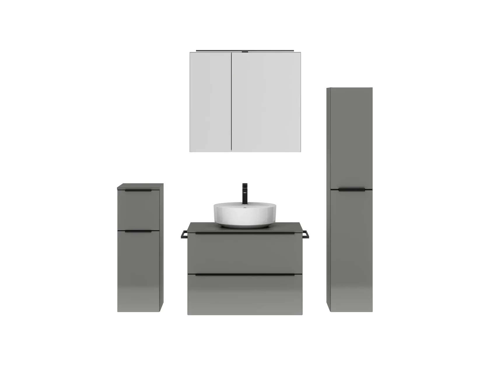 Atlas Ensemble sous vasque avec miroir et colonnes 1