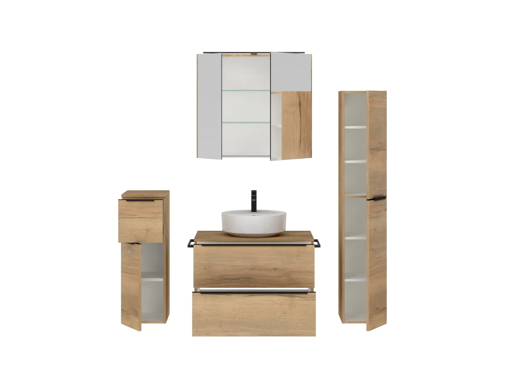 Atlas Ensemble sous vasque avec miroir et colonnes 2