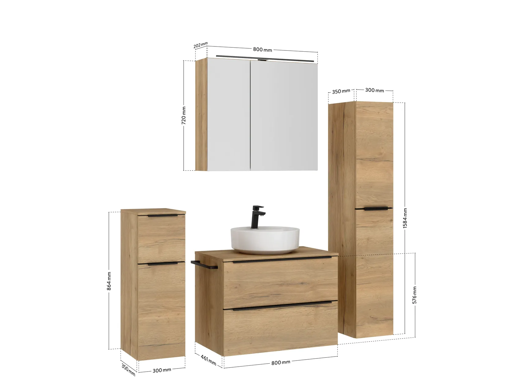 Atlas Ensemble sous vasque avec miroir et colonnes 4