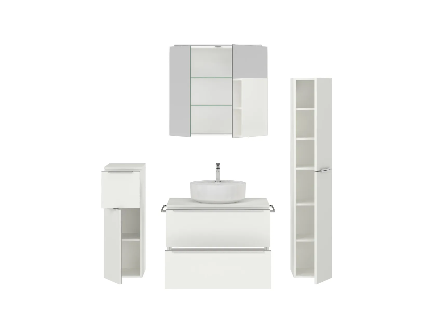 Atlas Ensemble sous vasque avec miroir et colonnes 2