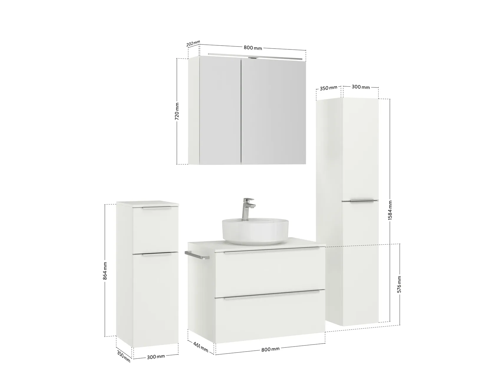 Atlas Ensemble sous vasque avec miroir et colonnes 4
