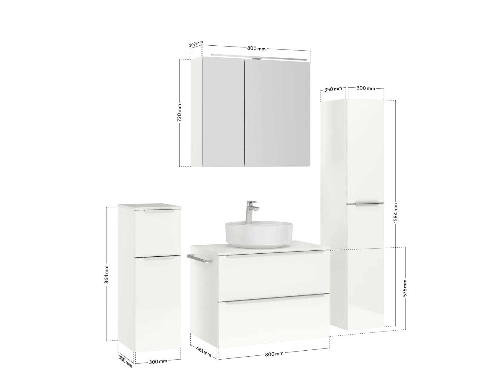 Atlas Ensemble sous vasque avec miroir et colonnes 4