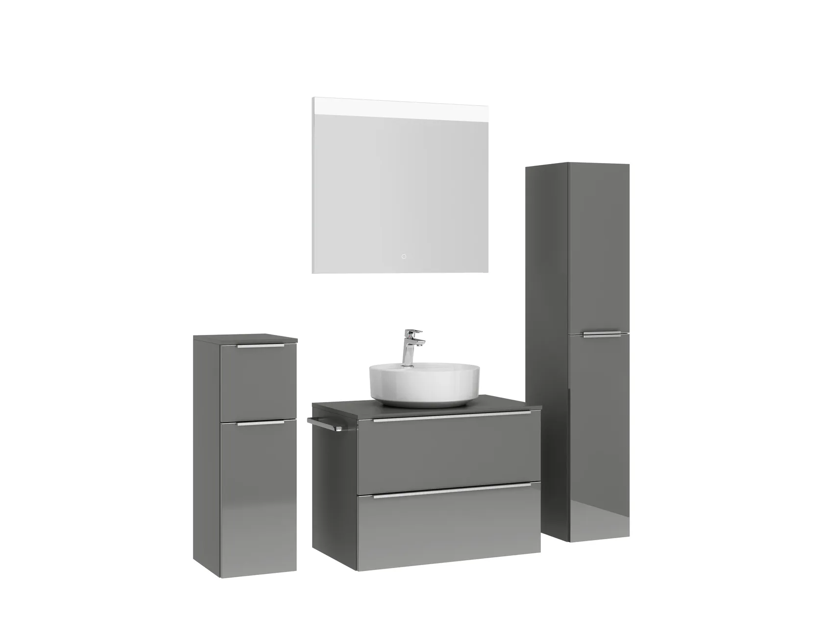 Atlas Ensemble sous vasque avec miroir et colonnes 3