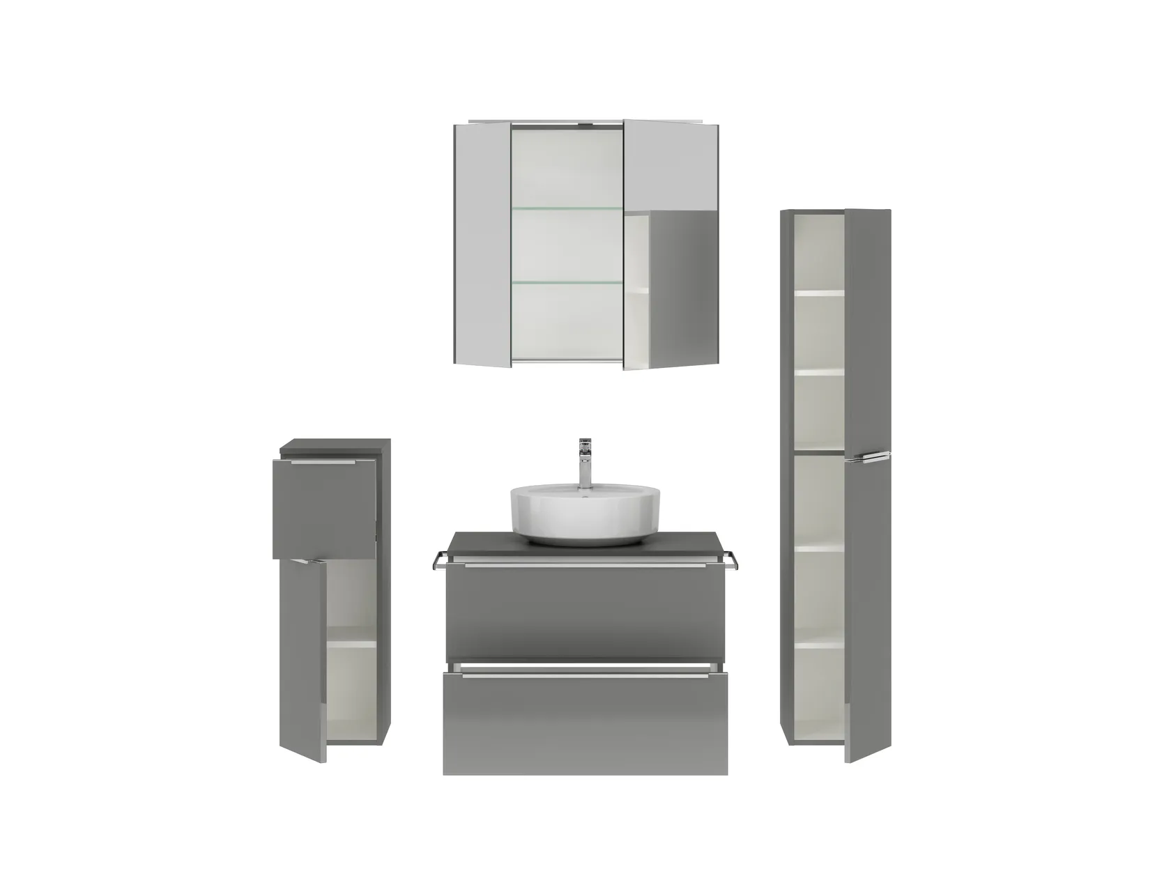 Atlas Ensemble sous vasque avec miroir et colonnes 2