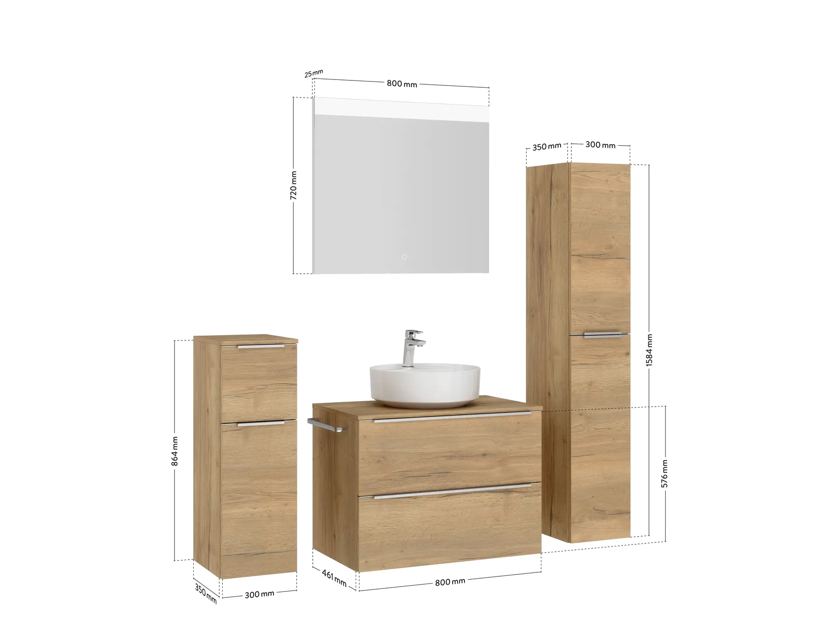 Atlas Ensemble sous vasque avec miroir et colonnes 4