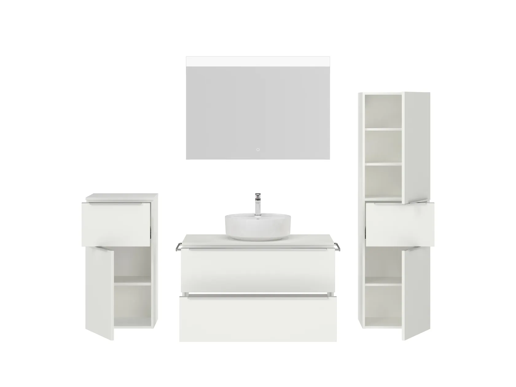 Atlas Ensemble sous vasque avec miroir et colonnes 2