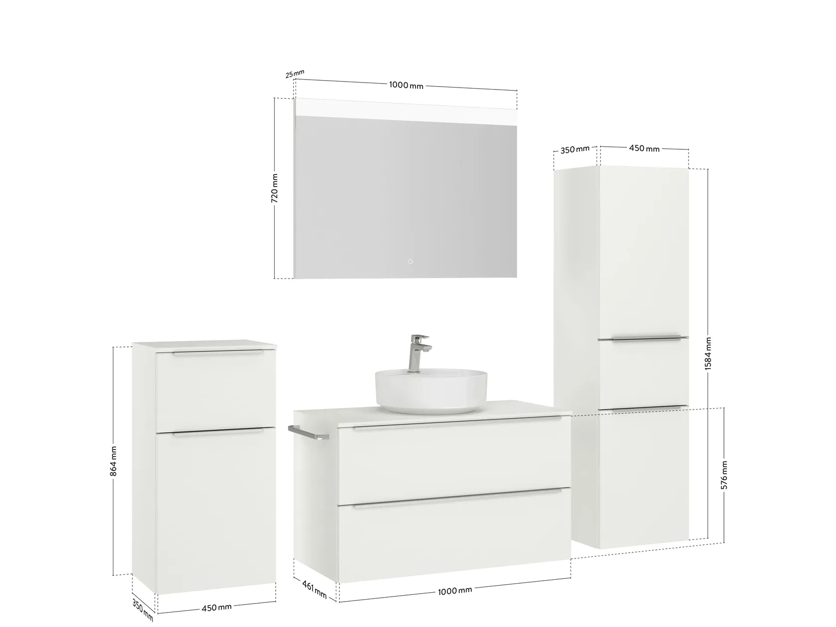 Atlas Ensemble sous vasque avec miroir et colonnes 4