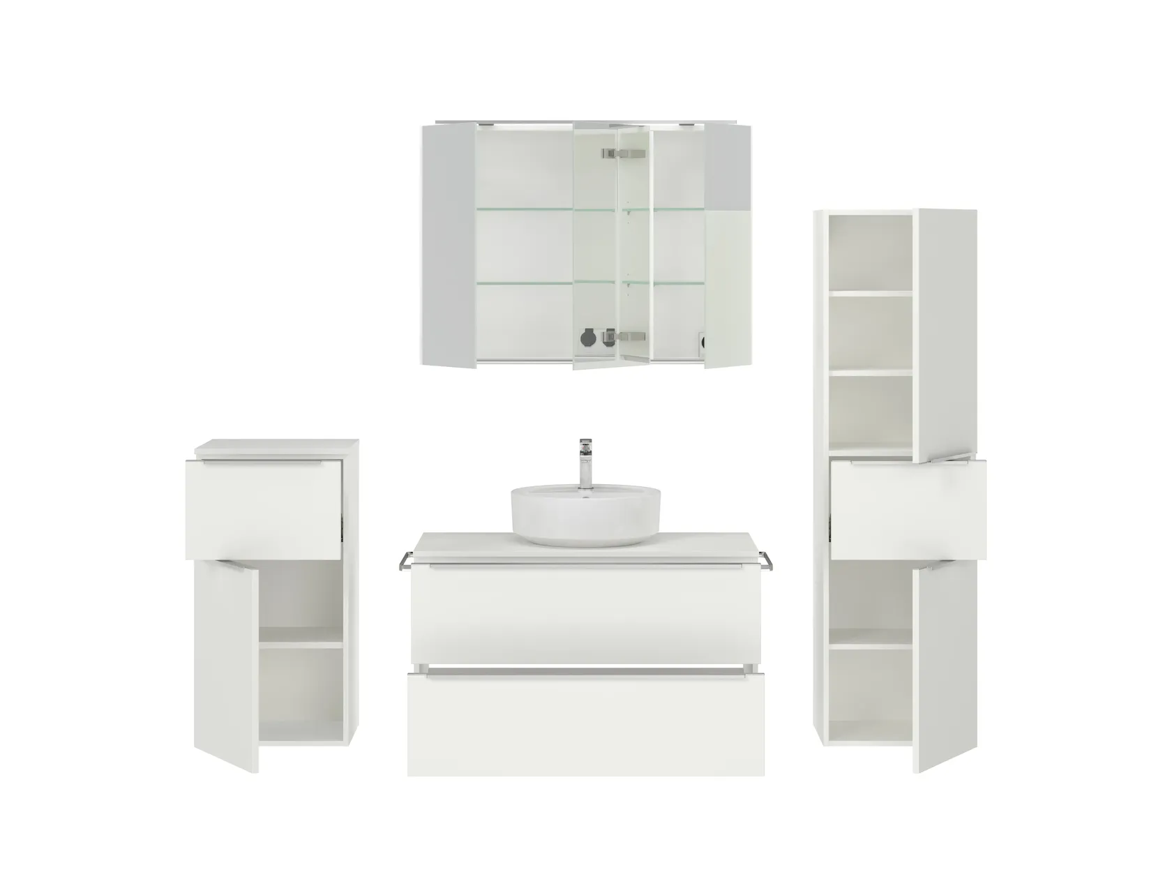 Atlas Ensemble sous vasque avec miroir et colonnes 2