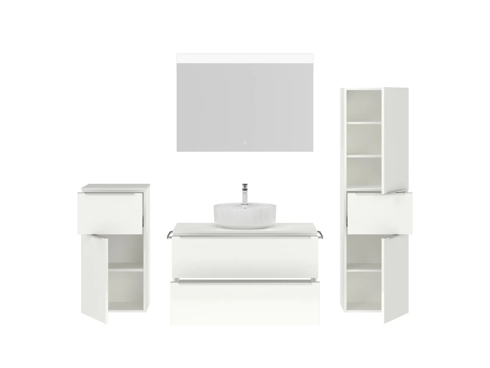 Atlas Ensemble sous vasque avec miroir et colonnes 2