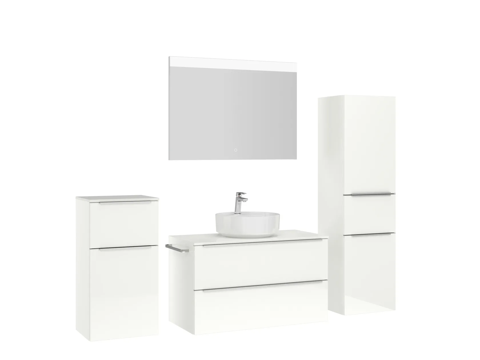 Atlas Ensemble sous vasque avec miroir et colonnes 3