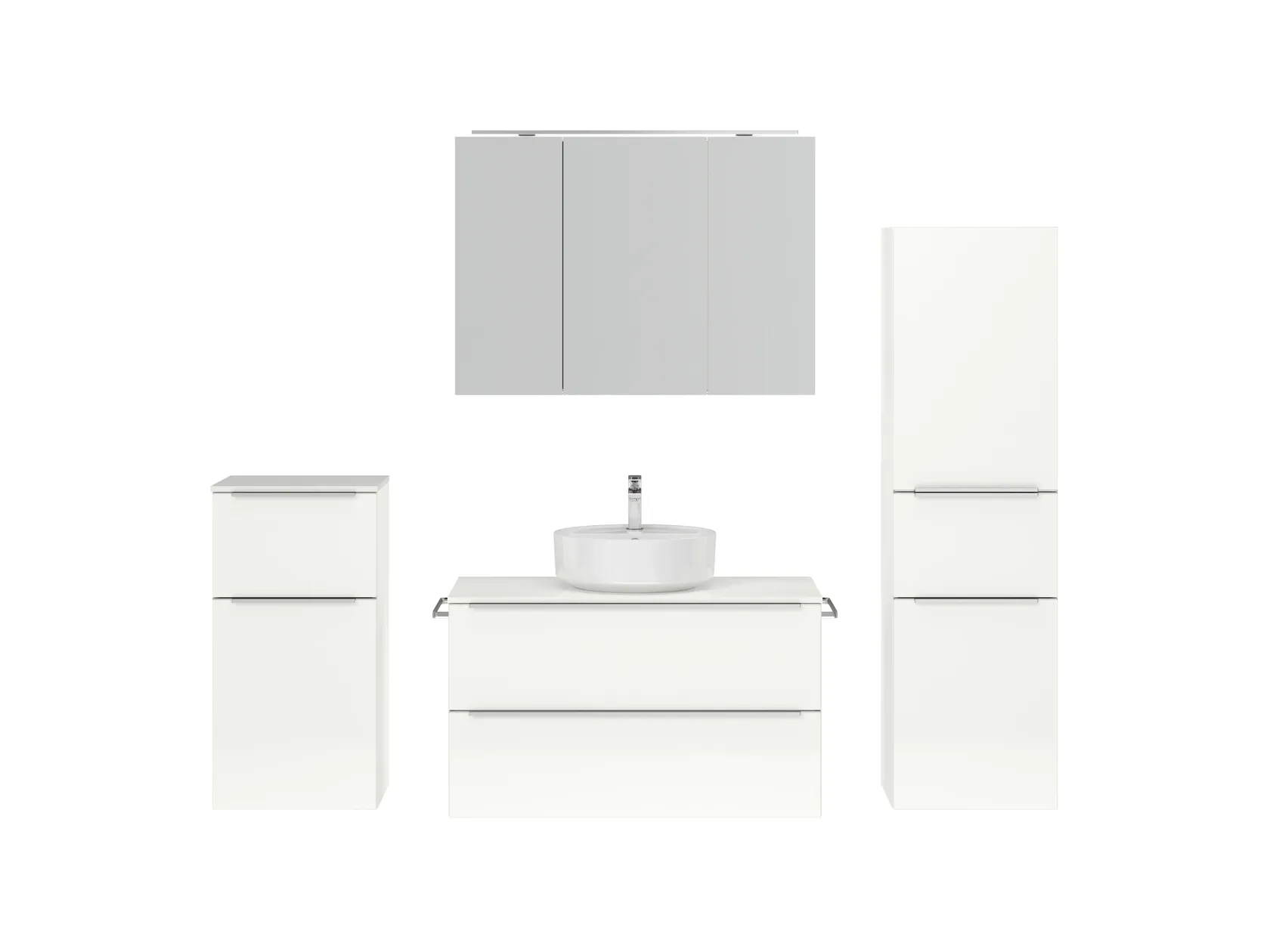 Atlas Ensemble sous vasque avec miroir et colonnes 1