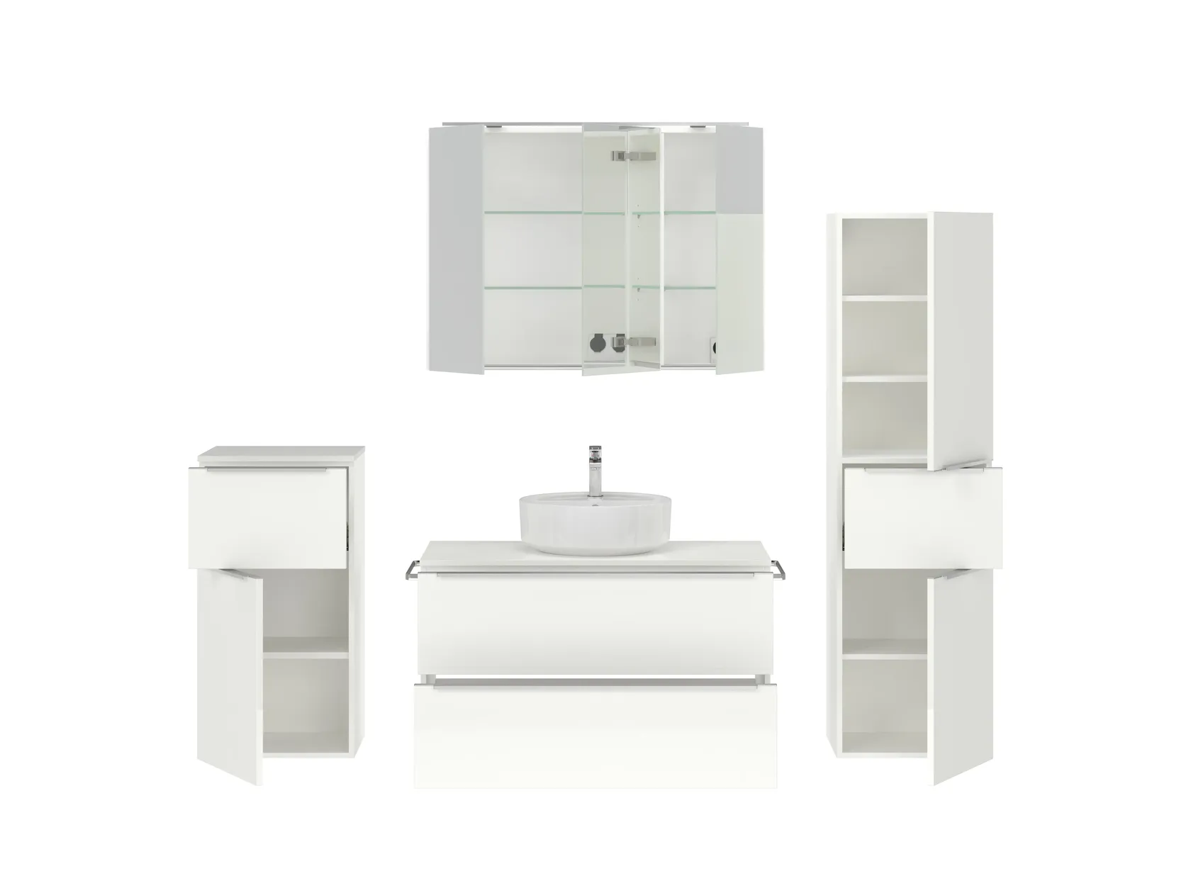 Atlas Ensemble sous vasque avec miroir et colonnes 2