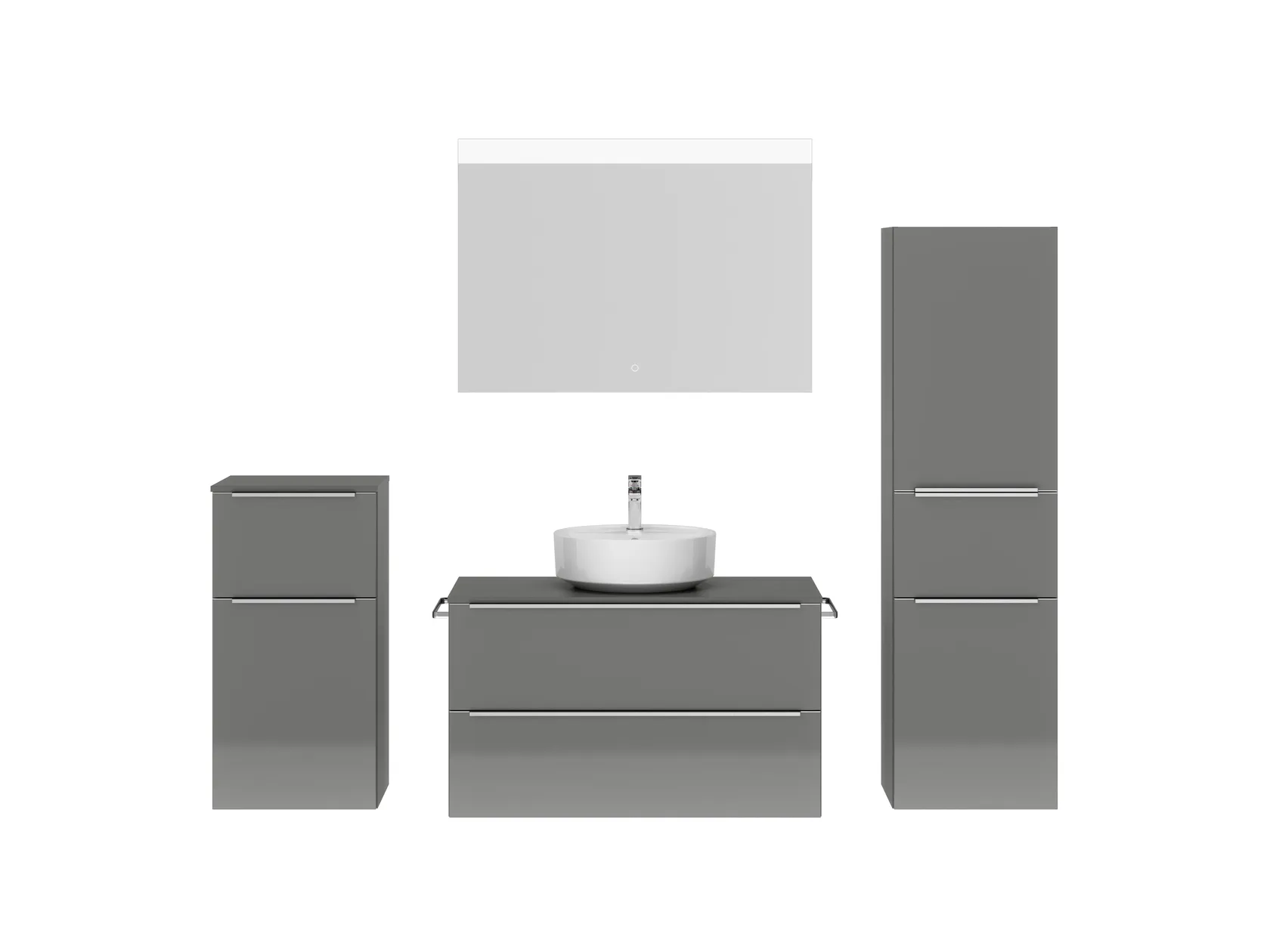 Atlas Ensemble sous vasque avec miroir et colonnes 1