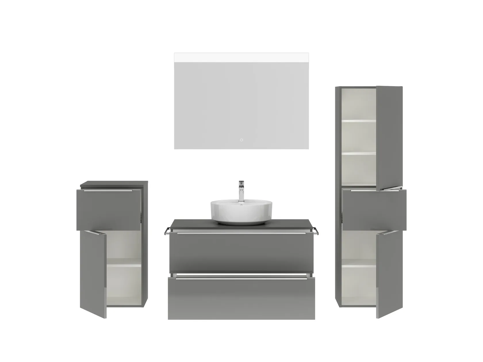 Atlas Ensemble sous vasque avec miroir et colonnes 2