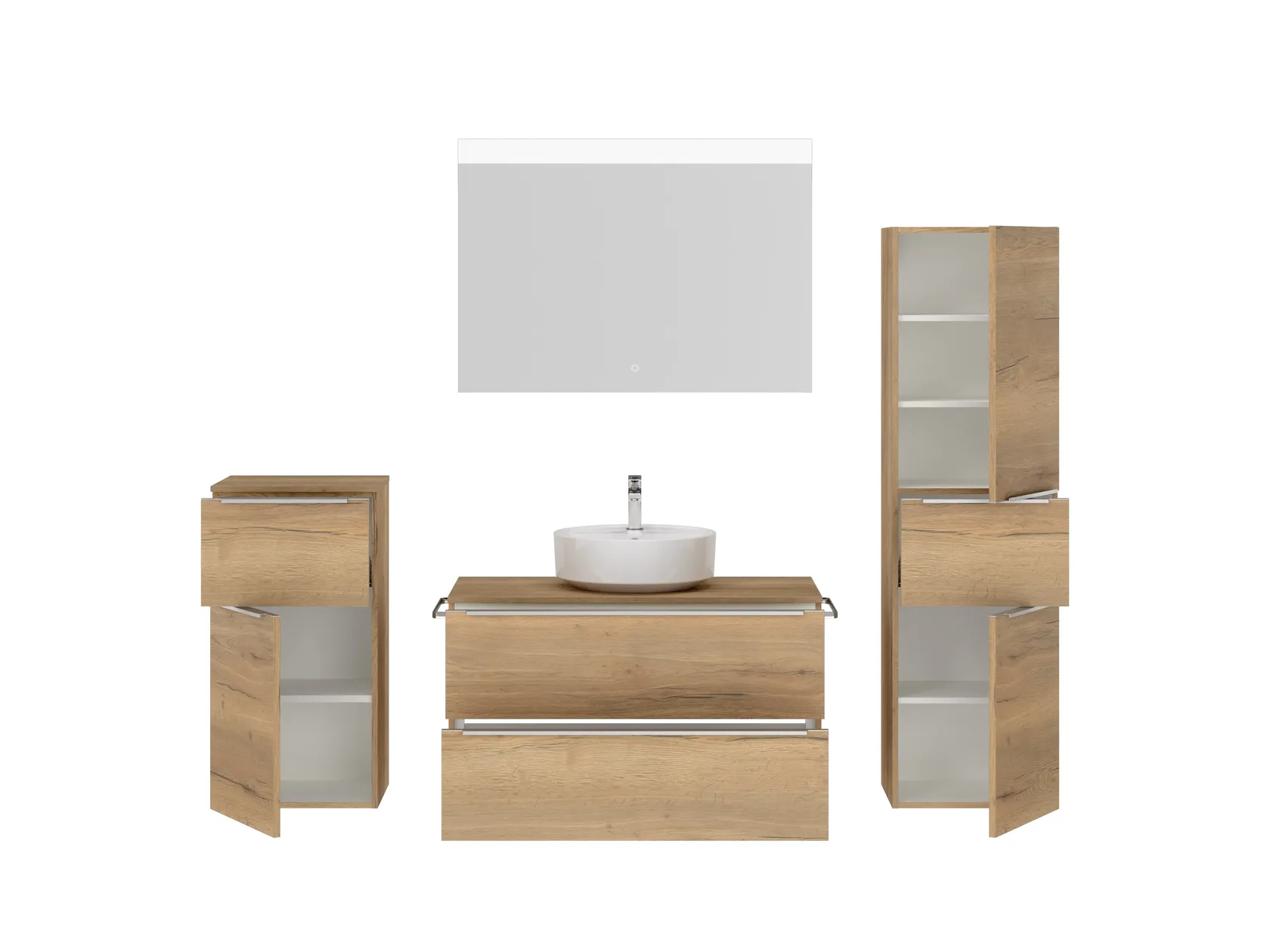 Atlas Ensemble sous vasque avec miroir et colonnes 2