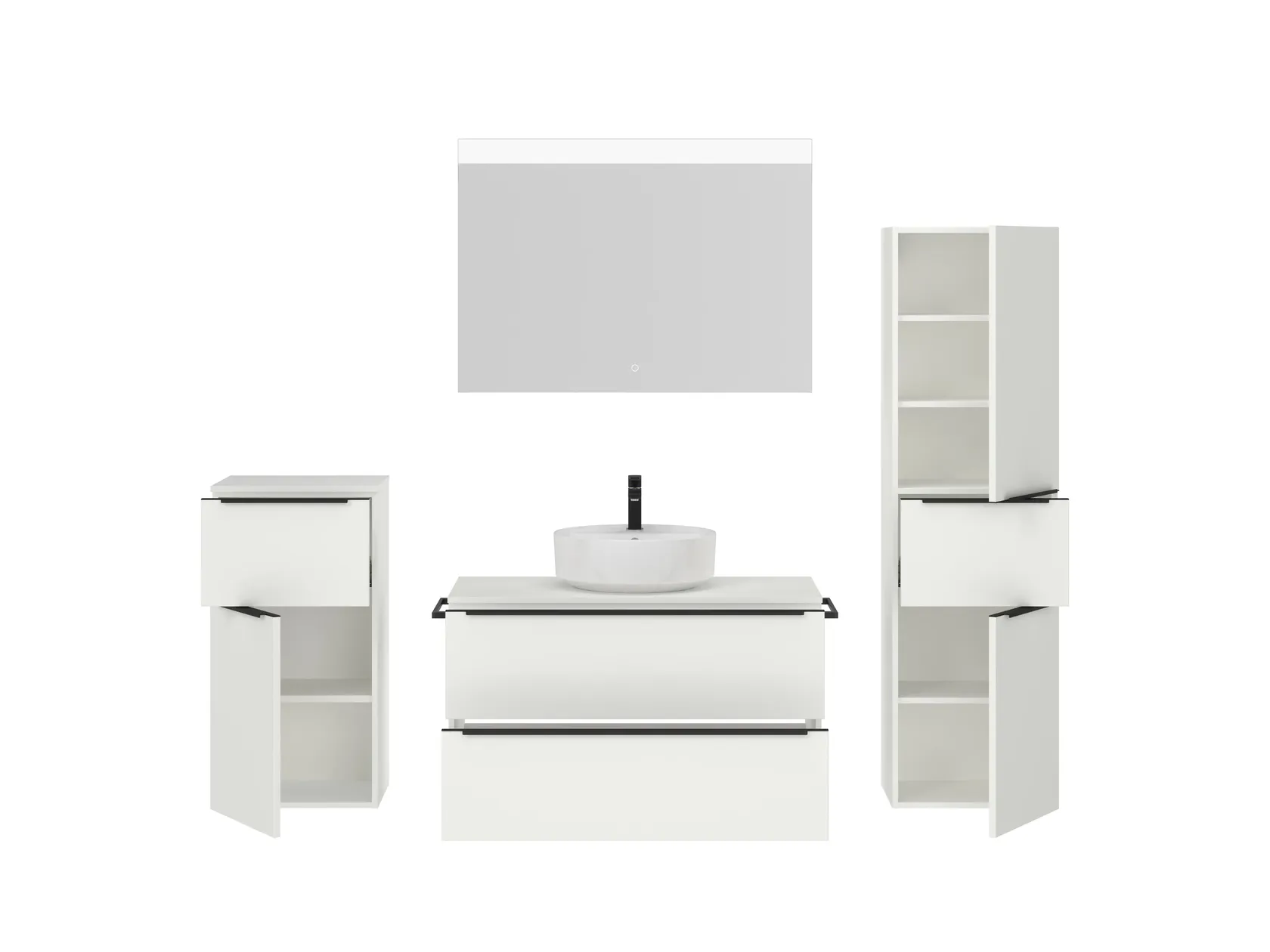 Atlas Ensemble sous vasque avec miroir et colonnes 2