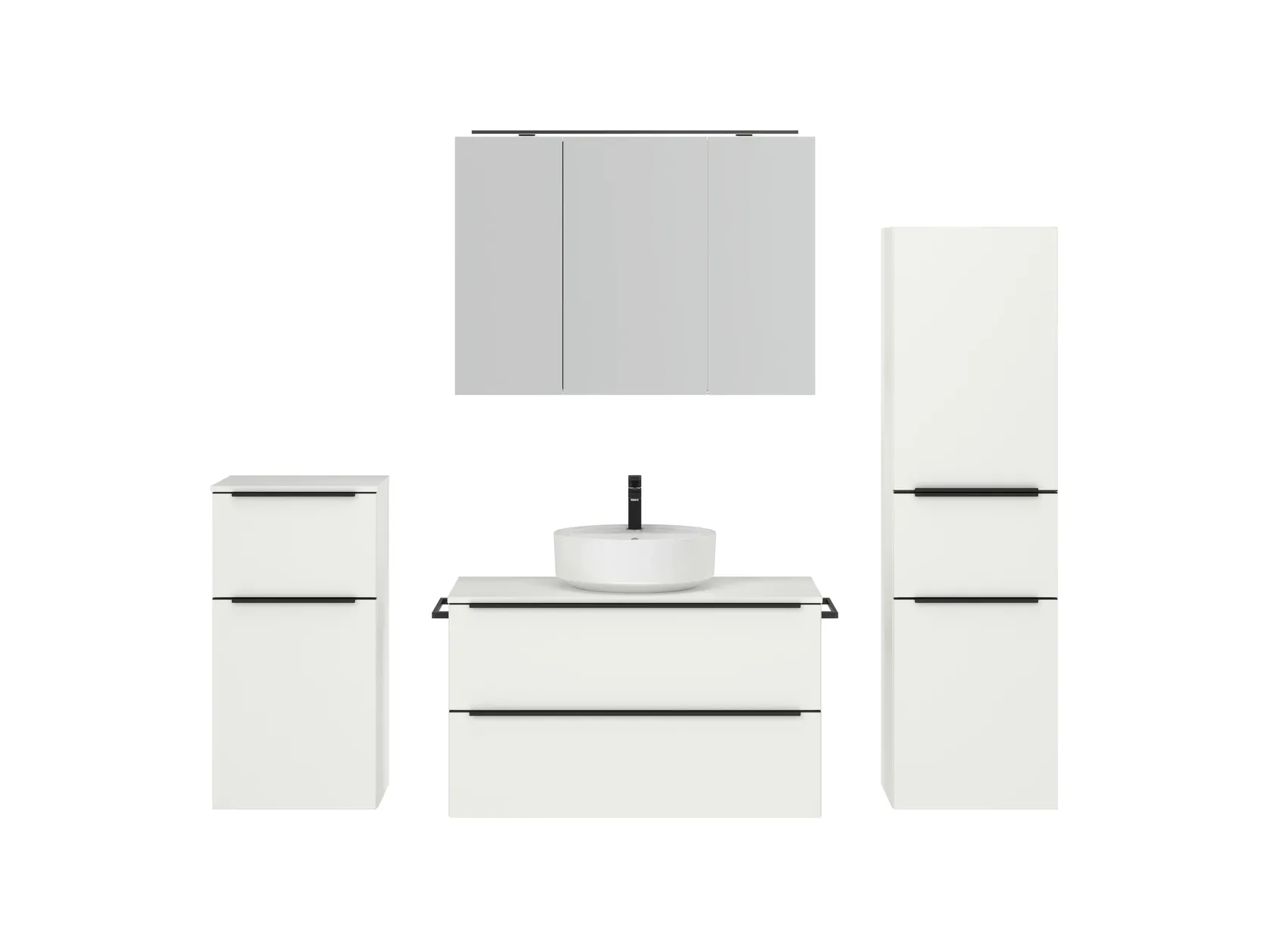 Atlas Ensemble sous vasque avec miroir et colonnes 1