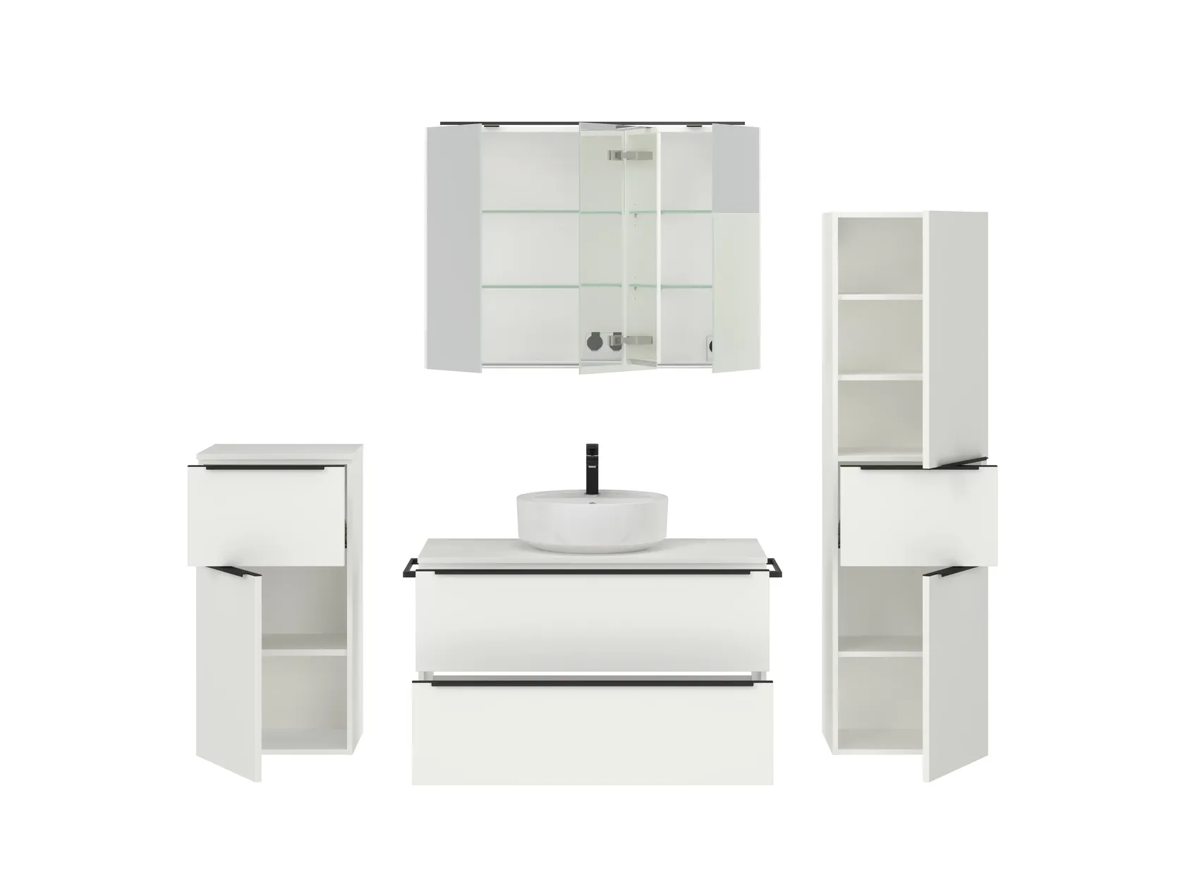 Atlas Ensemble sous vasque avec miroir et colonnes 2