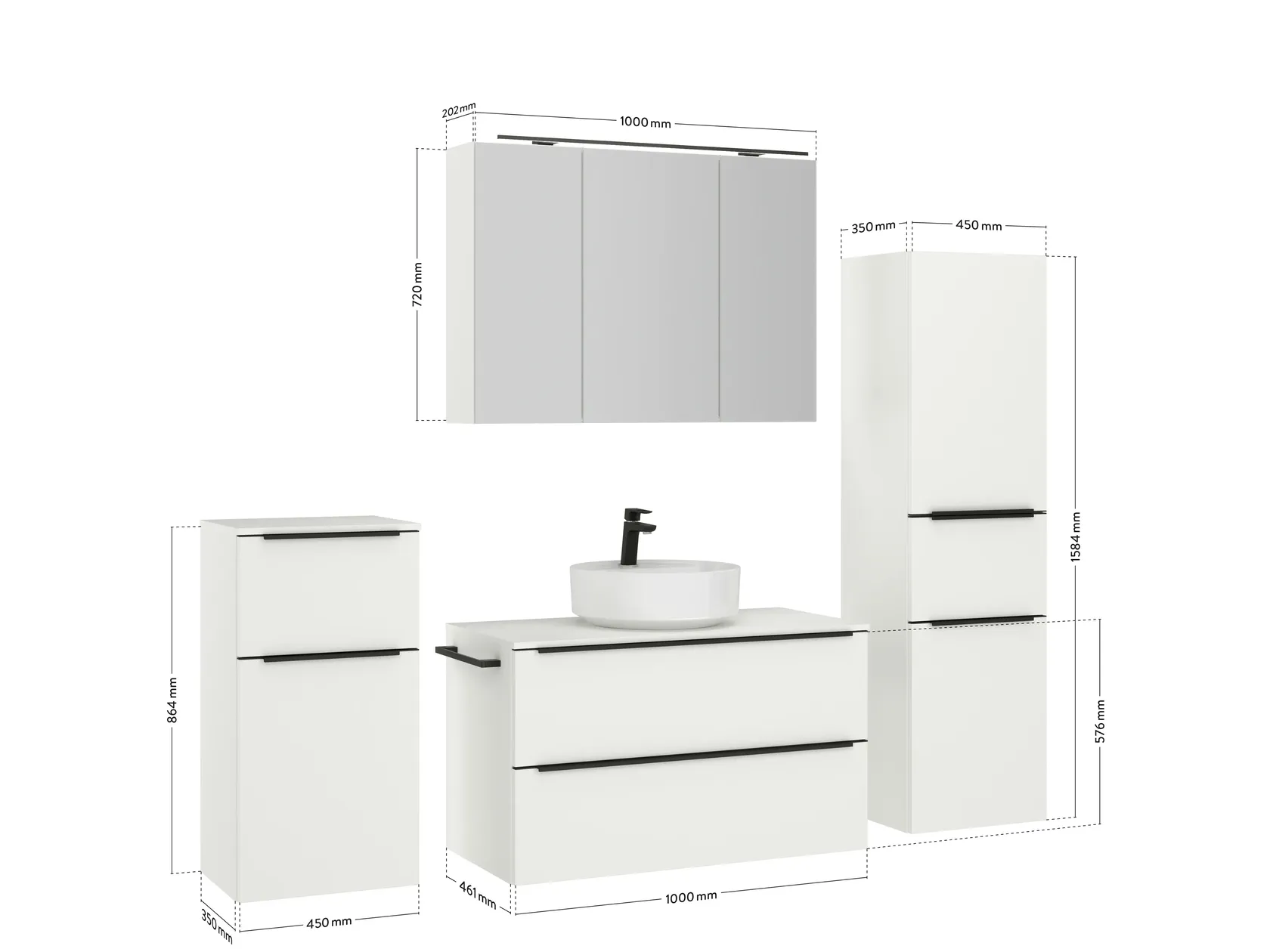 Atlas Ensemble sous vasque avec miroir et colonnes 4