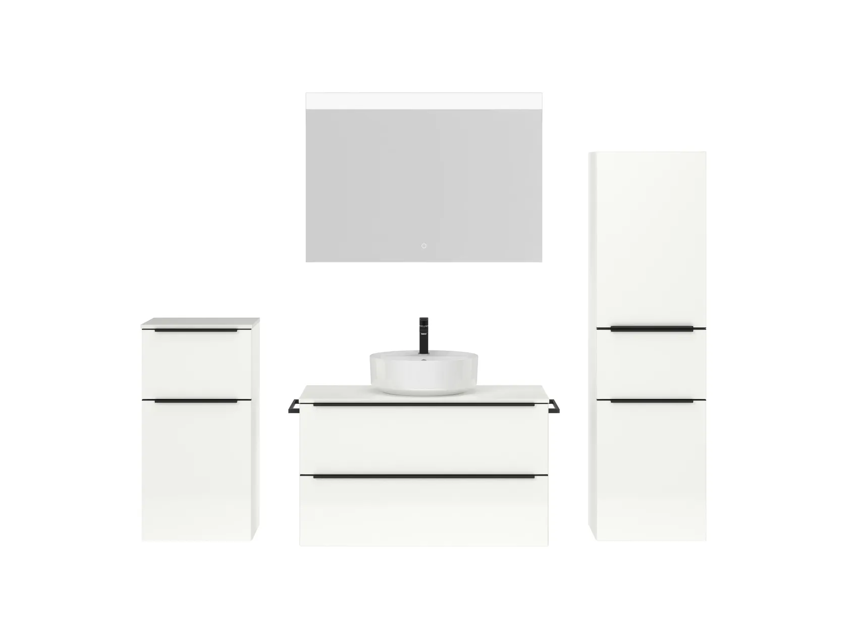 Atlas Ensemble sous vasque avec miroir et colonnes 1