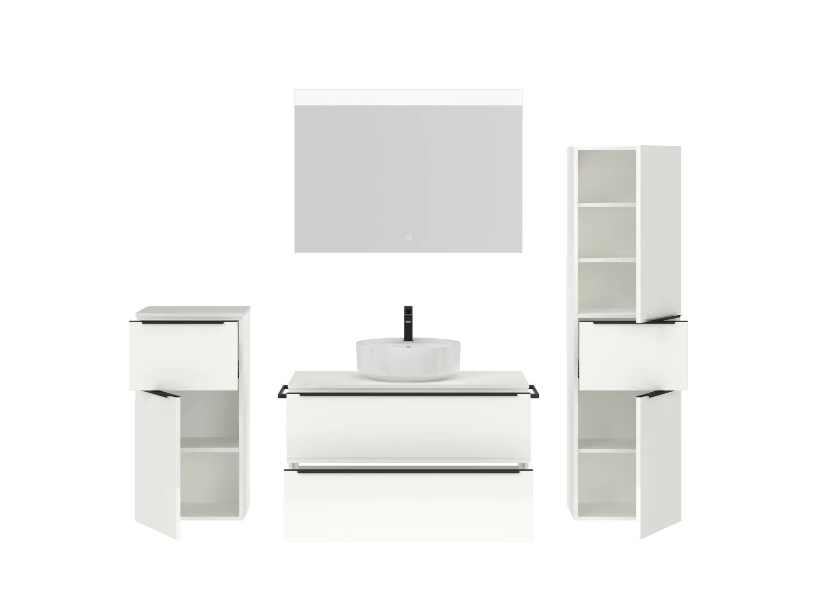 Atlas Ensemble sous vasque avec miroir et colonnes 2