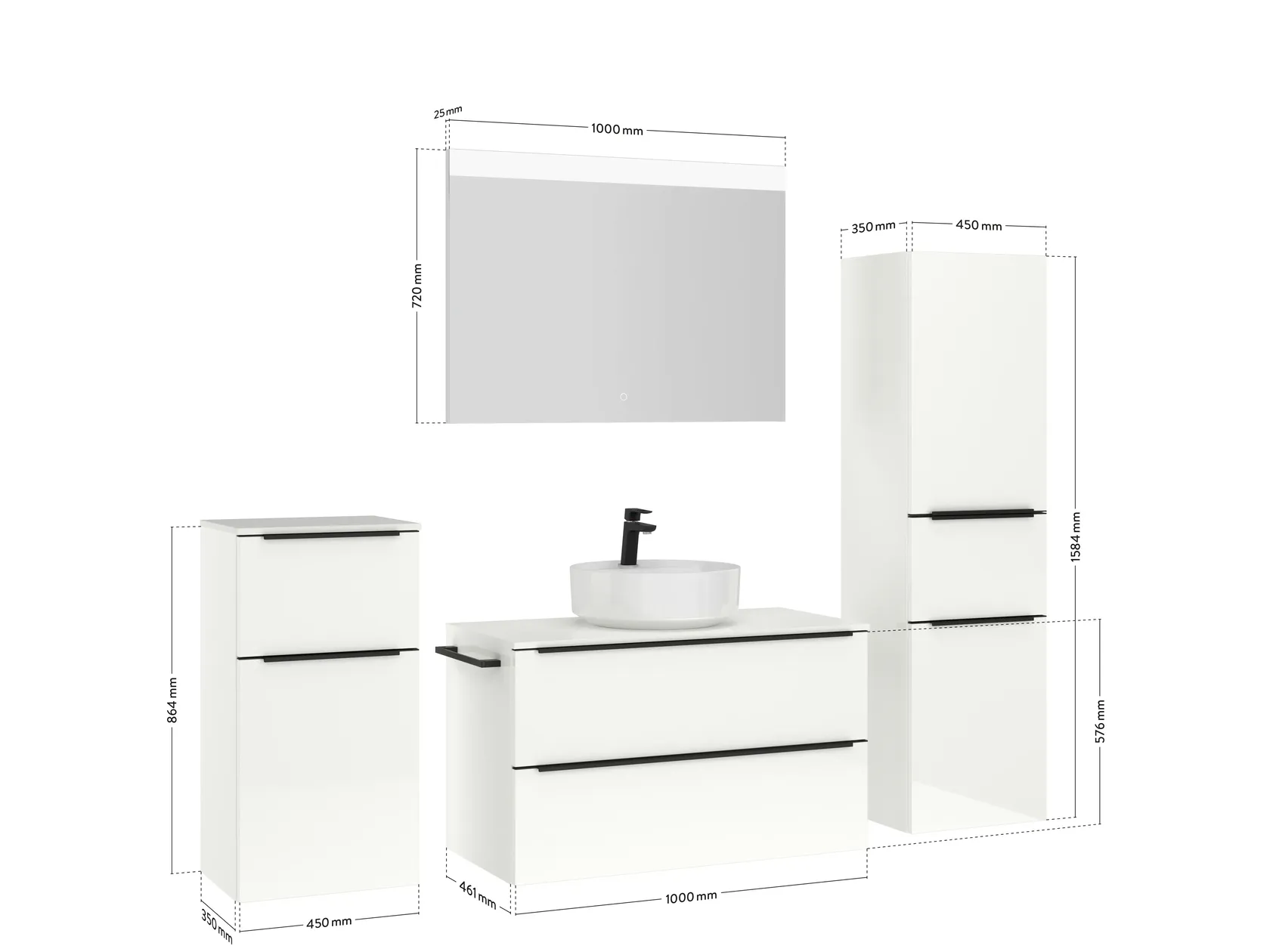 Atlas Ensemble sous vasque avec miroir et colonnes 4