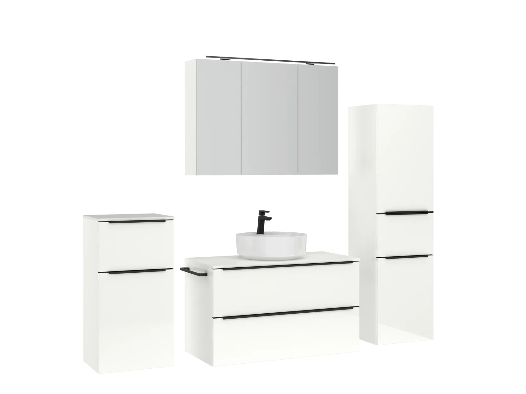 Atlas Ensemble sous vasque avec miroir et colonnes 3