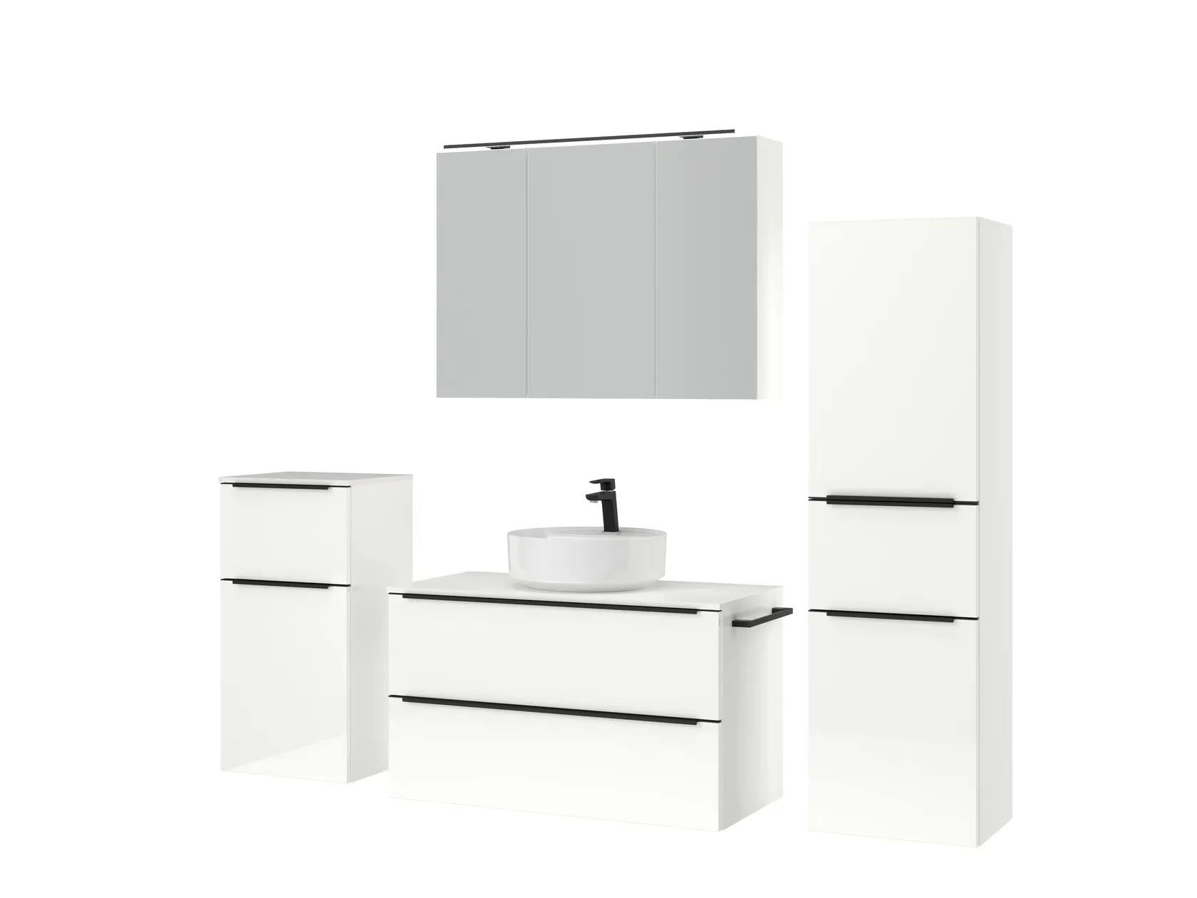 Atlas Ensemble sous vasque avec miroir et colonnes 5