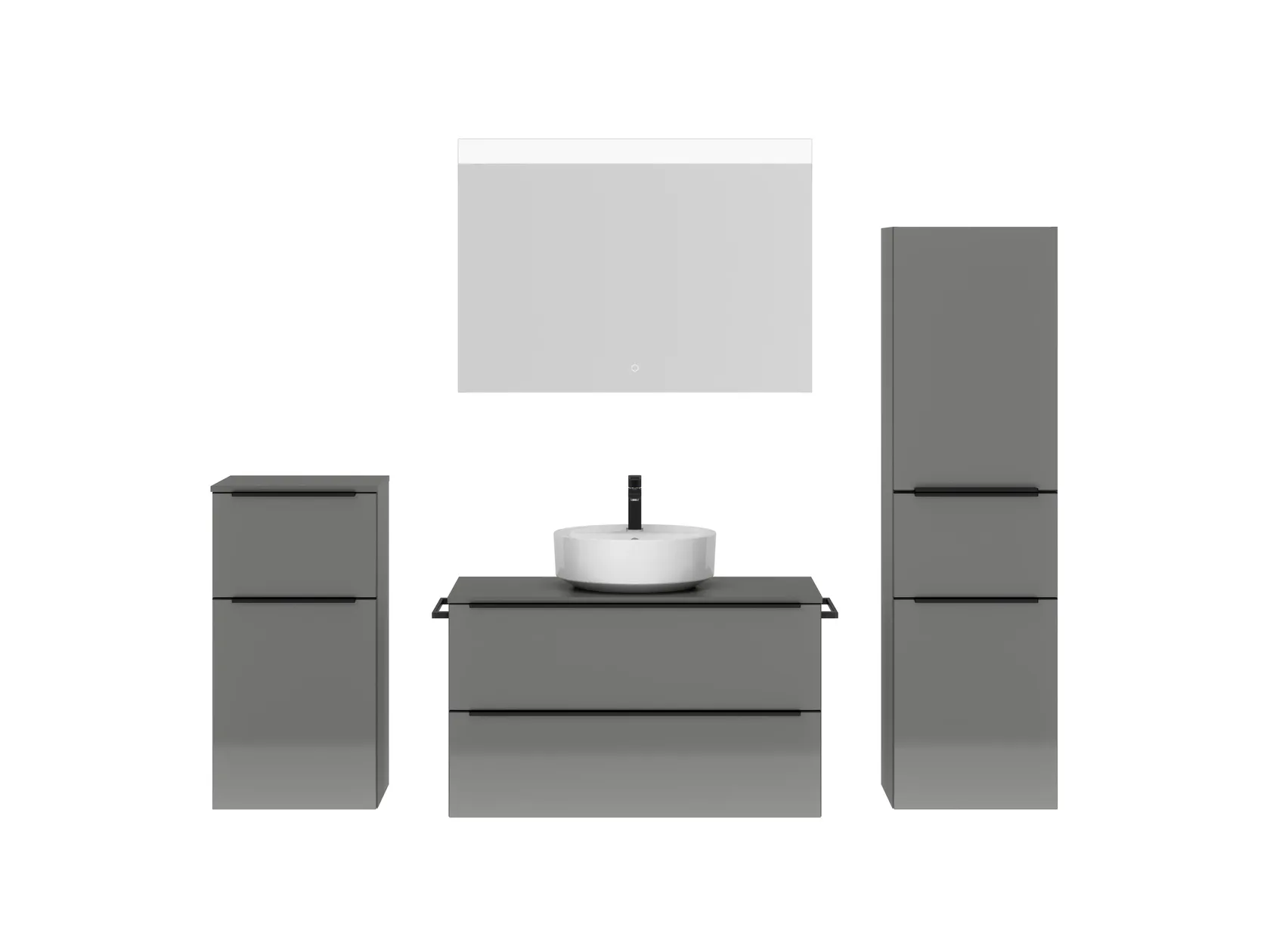 Atlas Ensemble sous vasque avec miroir et colonnes 1