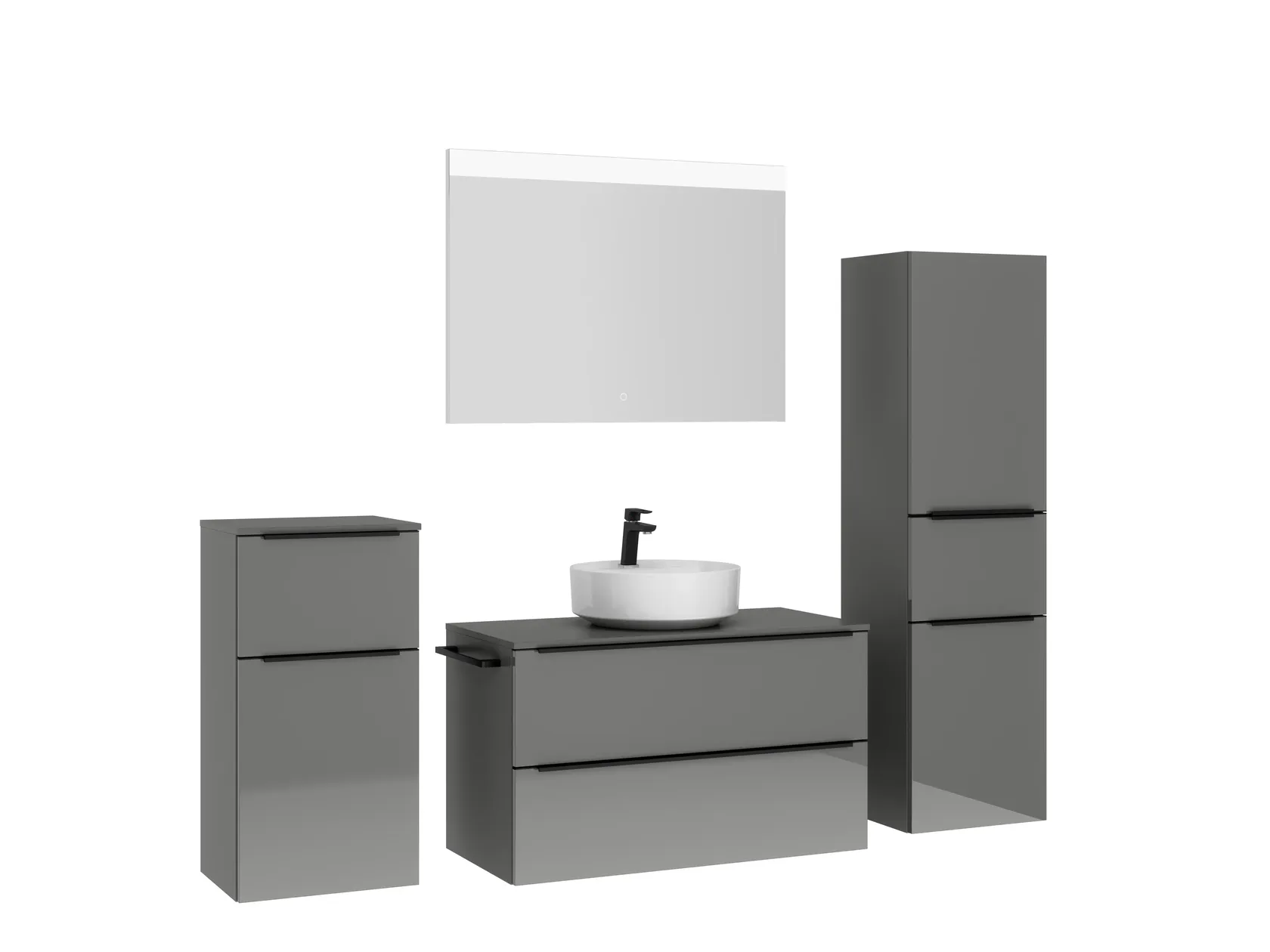 Atlas Ensemble sous vasque avec miroir et colonnes 3