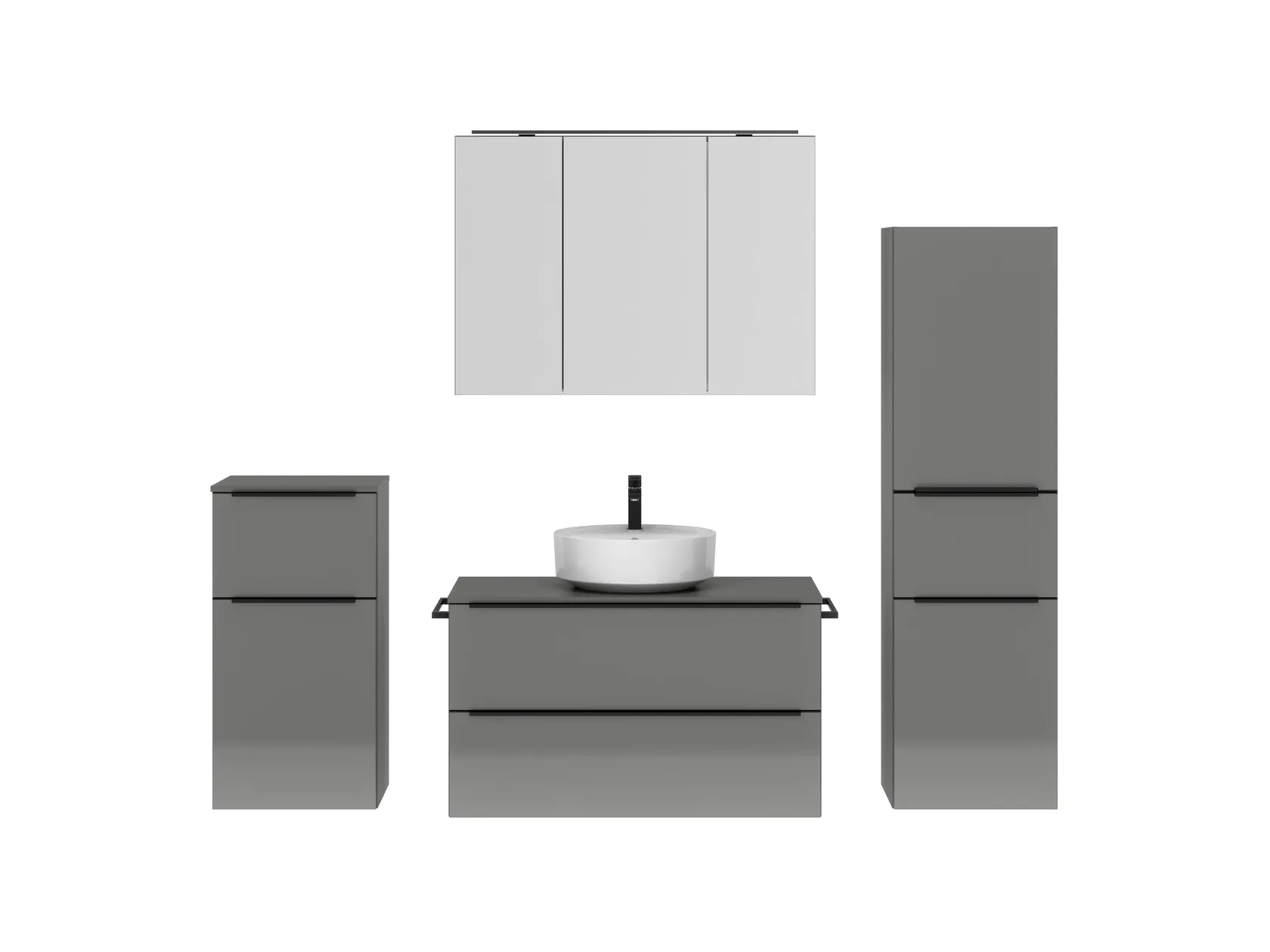 Atlas Ensemble sous vasque avec miroir et colonnes 1