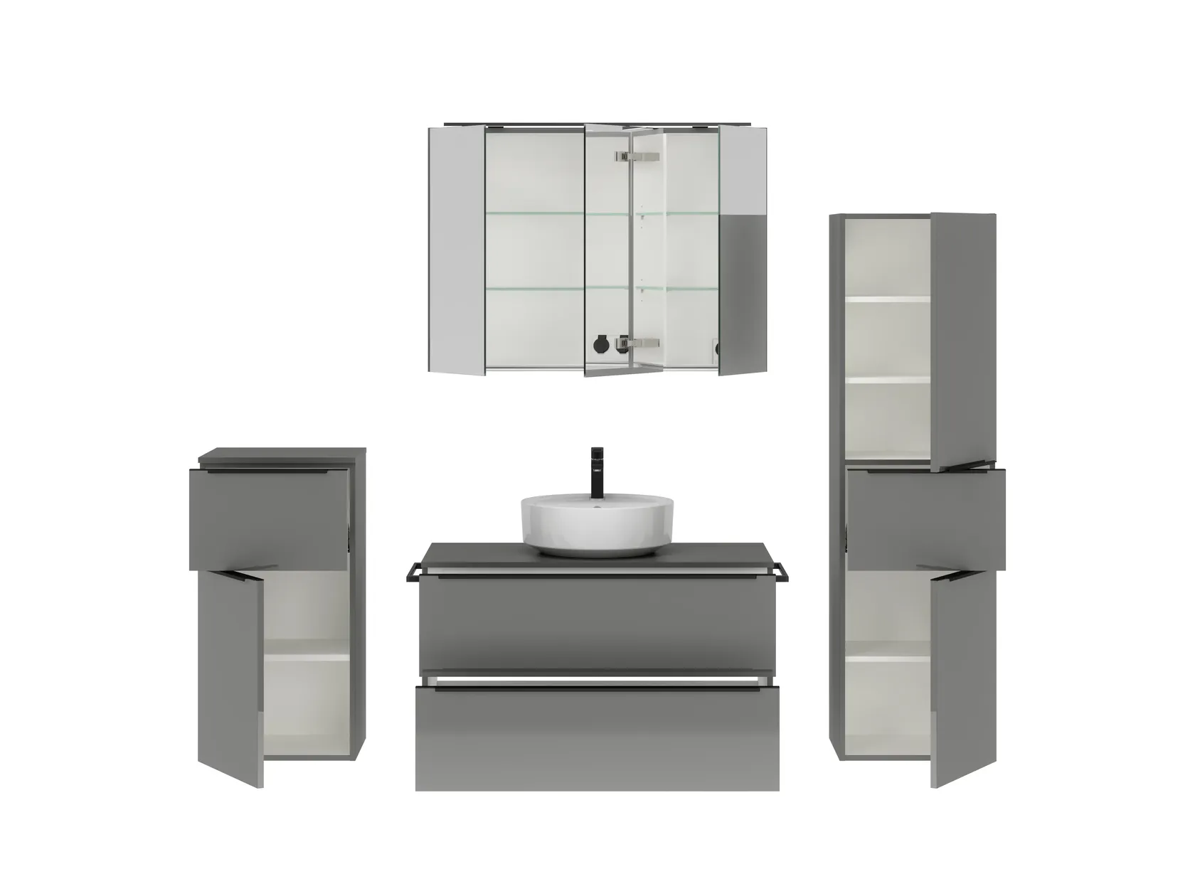 Atlas Ensemble sous vasque avec miroir et colonnes 2