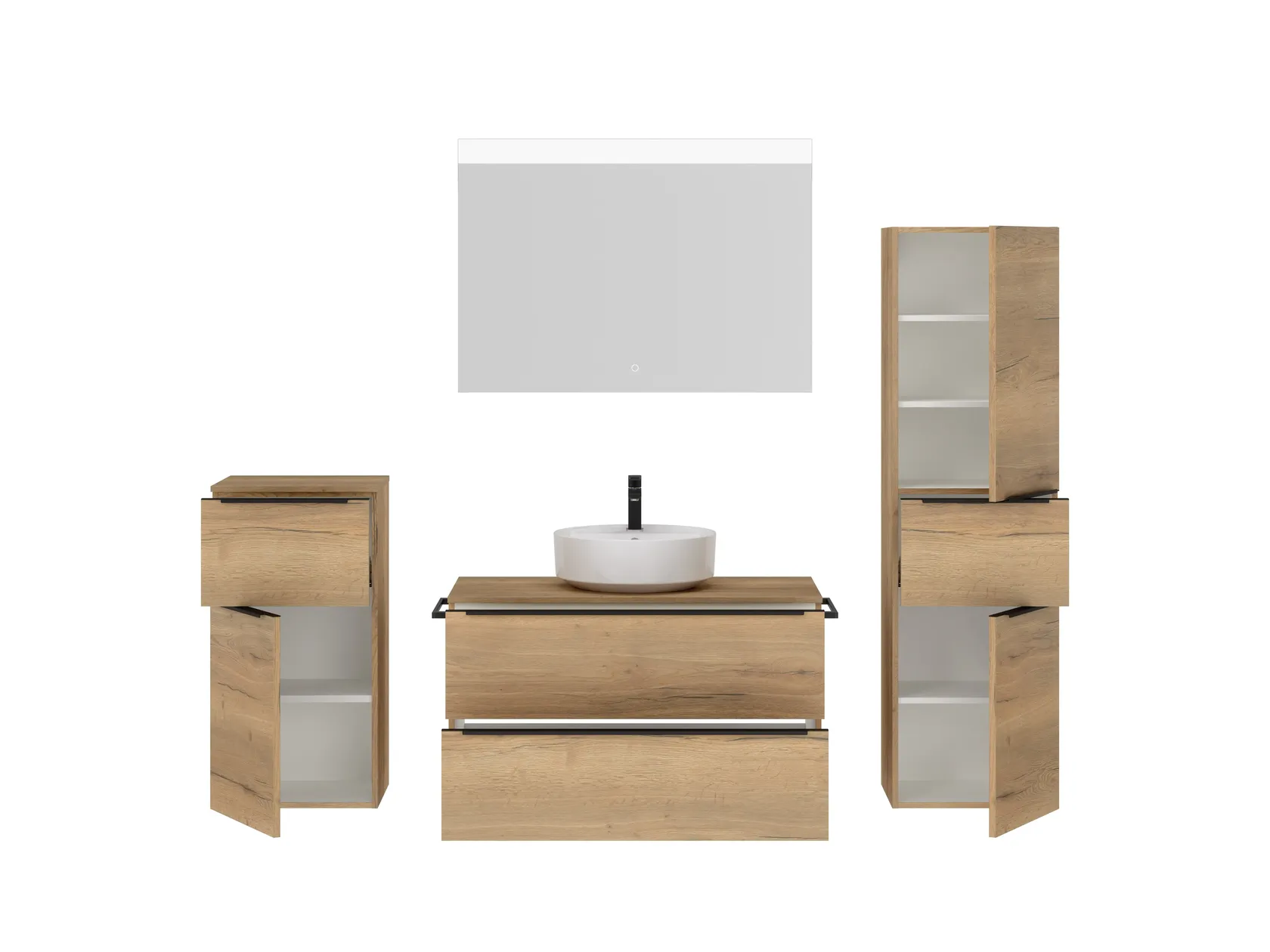 Atlas Ensemble sous vasque avec miroir et colonnes 2