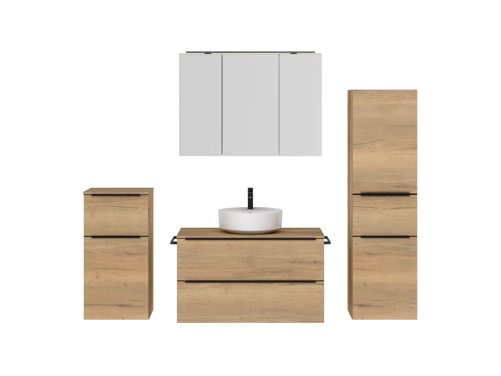 Atlas Ensemble sous vasque avec miroir et colonnes 1