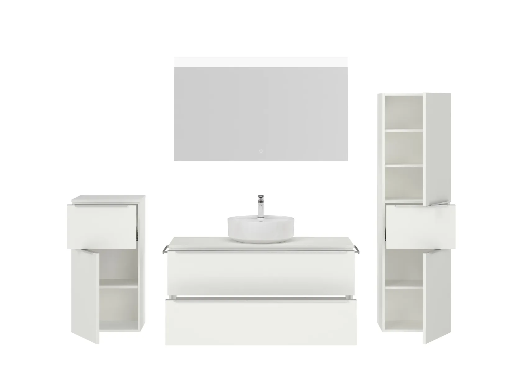 Atlas Ensemble sous vasque avec miroir et colonnes 2