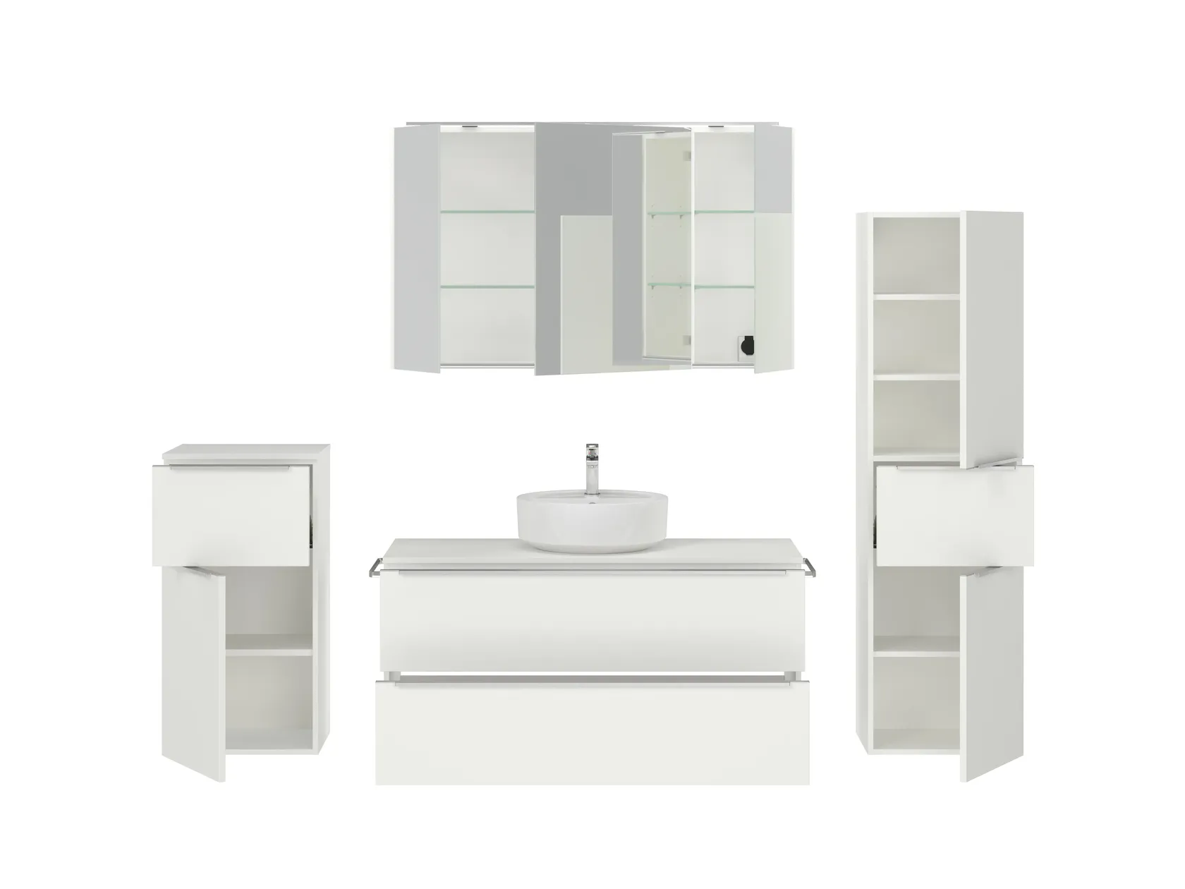 Atlas Ensemble sous vasque avec miroir et colonnes 2