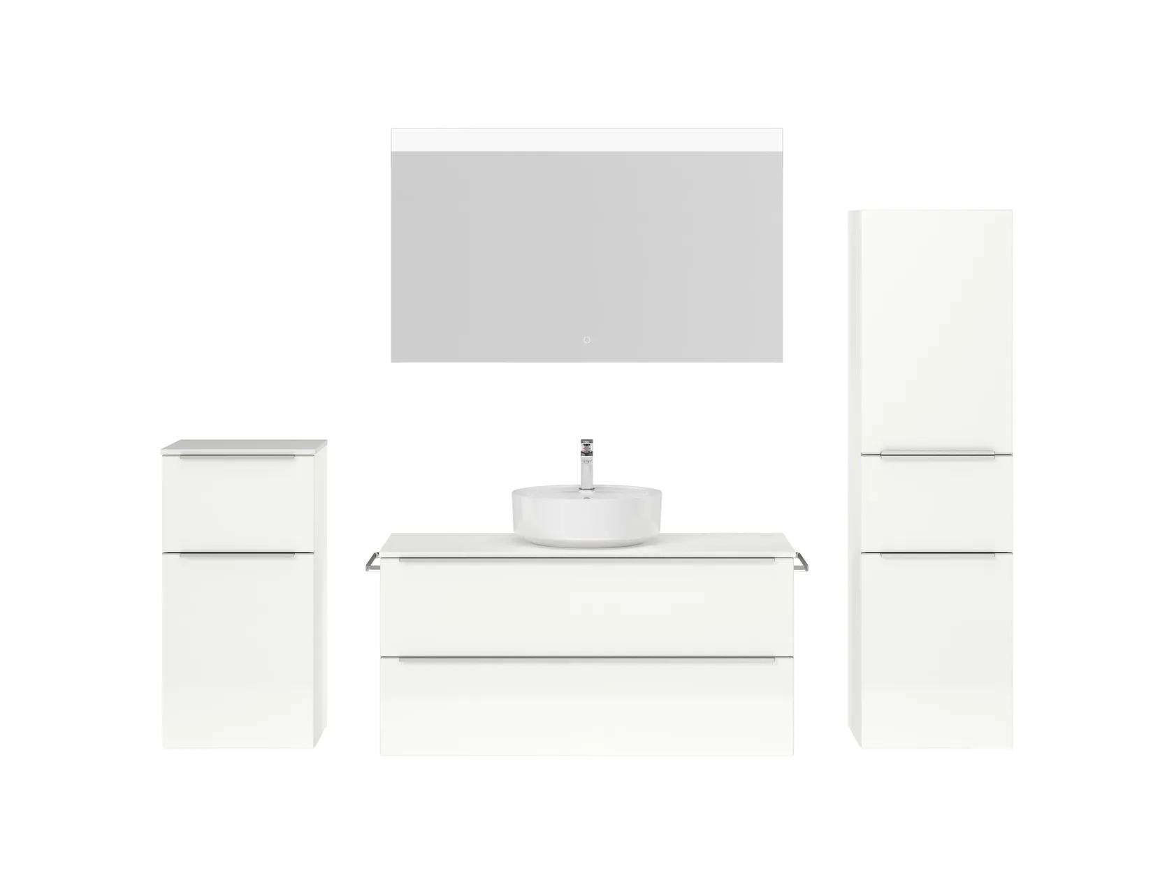 Atlas Ensemble sous vasque avec miroir et colonnes 1