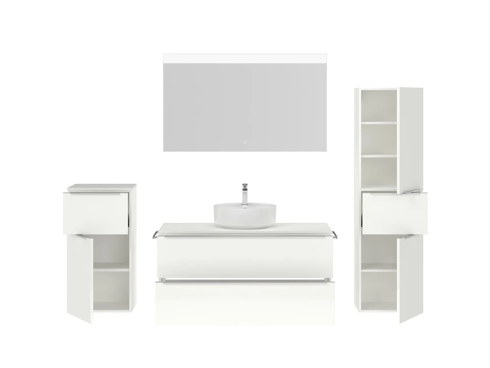 Atlas Ensemble sous vasque avec miroir et colonnes 2