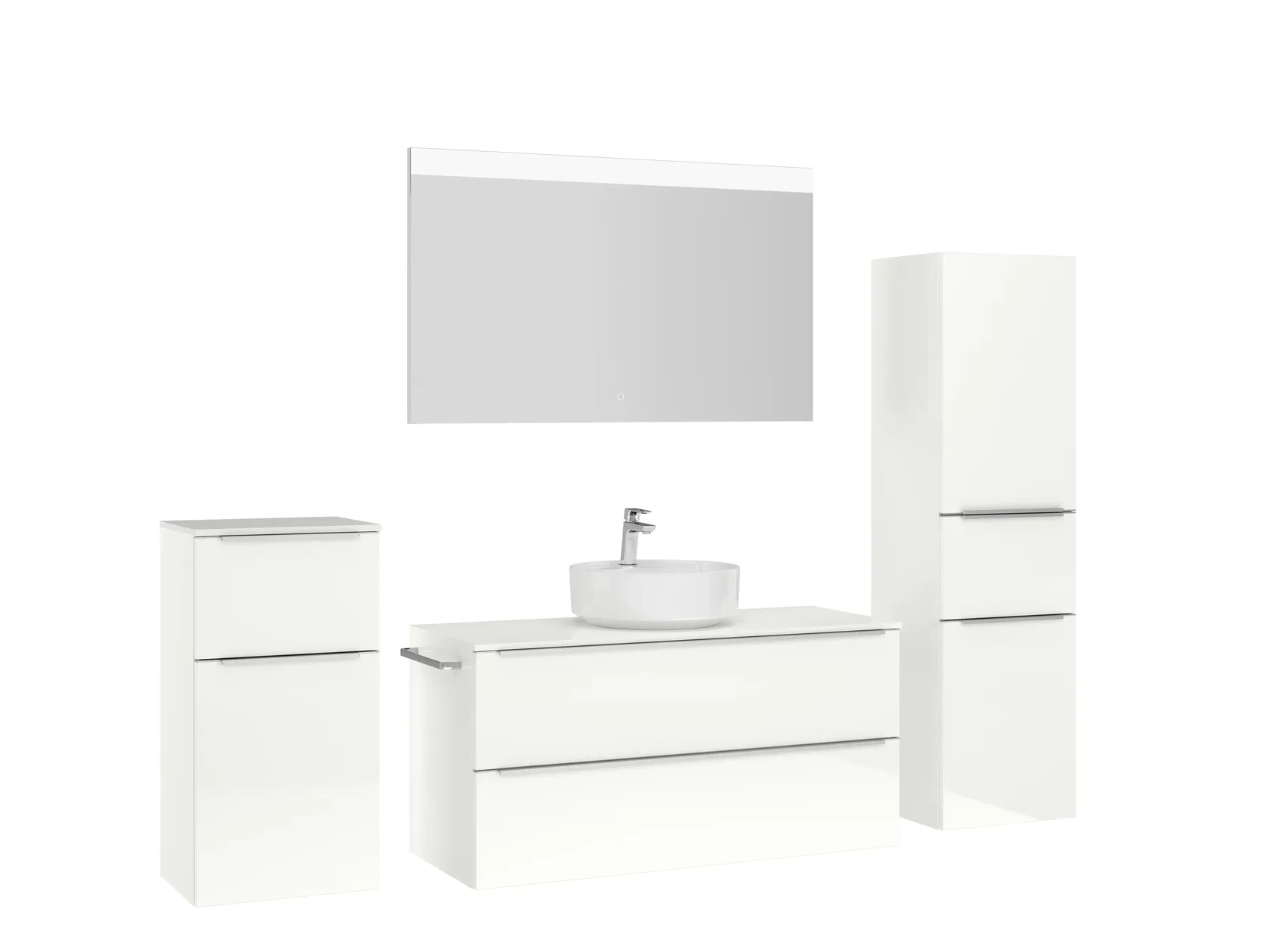 Atlas Ensemble sous vasque avec miroir et colonnes 3